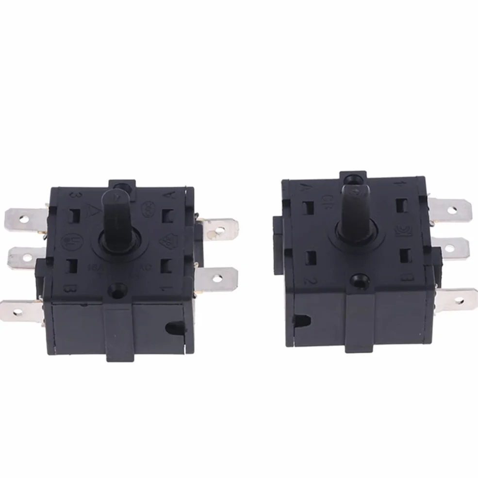 Przełącznik obrotowy nagrzewnicy elektrycznej AC 250V 16A 3Pin 5Pin, elektryczny regulator temperatury przełącznika ogrzewania (3 piny 2 pozycje)