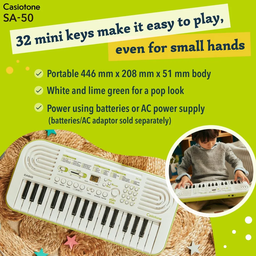 Casio Sa 50 Mini Keyboard, Biały, 32 klawisze