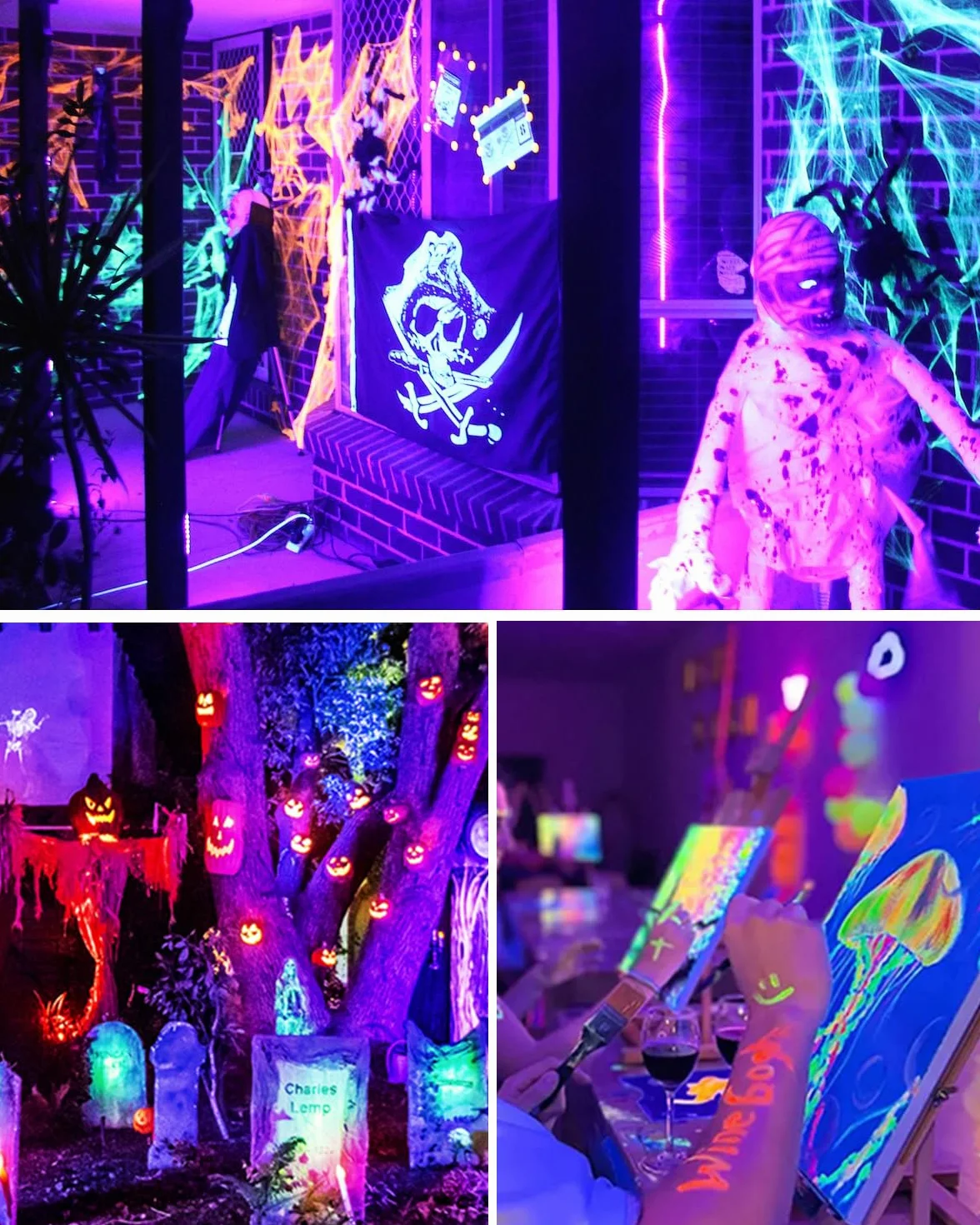 Onforu Czarne Światło LED, 27 W, Lampa UV Bar z Wtyczką, IP66, Wodoszczelny Reflektor Na Zewnątrz, Fluorescencyjny, 60 Diod LED, z Włącznikiem, Na Imprezę, Dekoracja