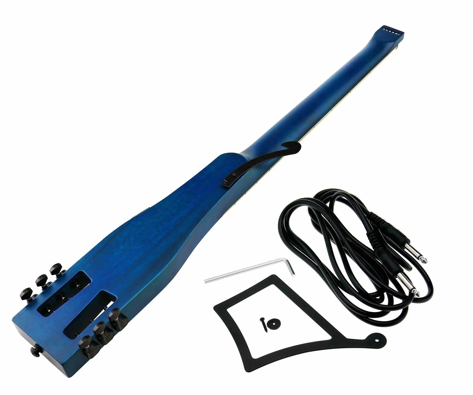 Anygig Gitara elektryczna praktyka przenośna gitara podróżna klon bez głowy solidny korpus pełna skala z Gigbag dla lekkiej konstrukcji torba na koncert wszystkie akcesoria niebieska