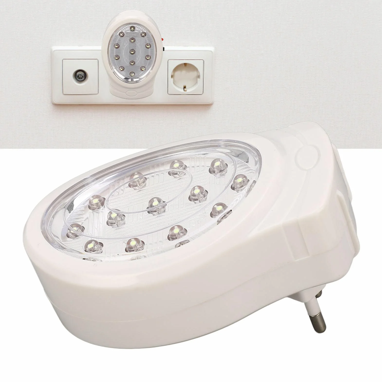 Podłącz Oświetlenie Awaryjne 2 Gang AC110-240V 2W LED Home Emergency Light (Wtyczka UE)