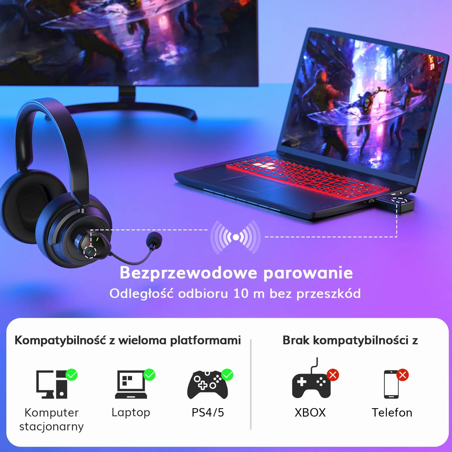 TONOR Mikrofon Bezprzewodowy Modmic, Kompatybilny z PS4/PS5, Mikrofon do gier do Zestawu Słuchawkowego Konsoli, Redukcja Szumów, Ladowany Przez USB, Kompatybilny z PS4, PS5, PC, Laptopem, TGP1