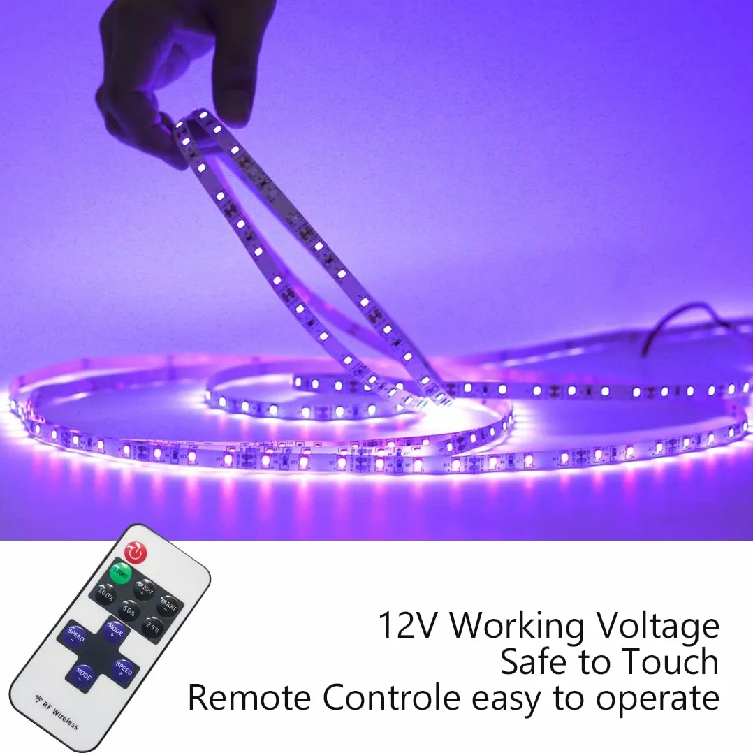 10M UV LED czarne światło ledowe zestaw taśm z pilotem zdalnego sterowania, 12 V/2 A, elastyczne mocowania czarnego światła do fluorescencyjnych zabaw tanecznych, oświetlenie sceniczne na