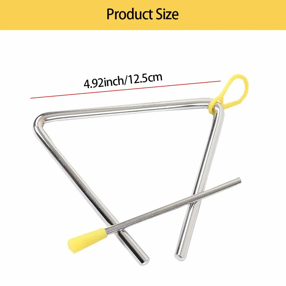 Trójkątny instrument muzyczny, instrument perkusyjny trójkąt, instrument muzyczny z pałeczkami, instrument perkusyjny trójkąt, zabawka, muzyczny instrument edukacyjny dla dzieci, 15 cm