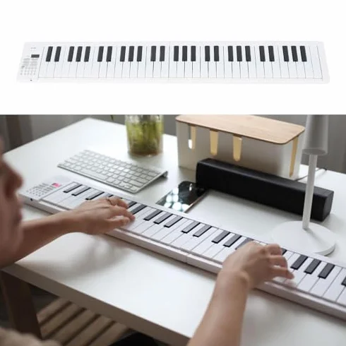 Składane Pianino z 61 Klawiszami Przenośna Klawiatura Składany Instrument Elektroniczny Zabawka z Odtwarzaniem Nagrania Pianino Elektryczne dla Początkujących dla Studentów