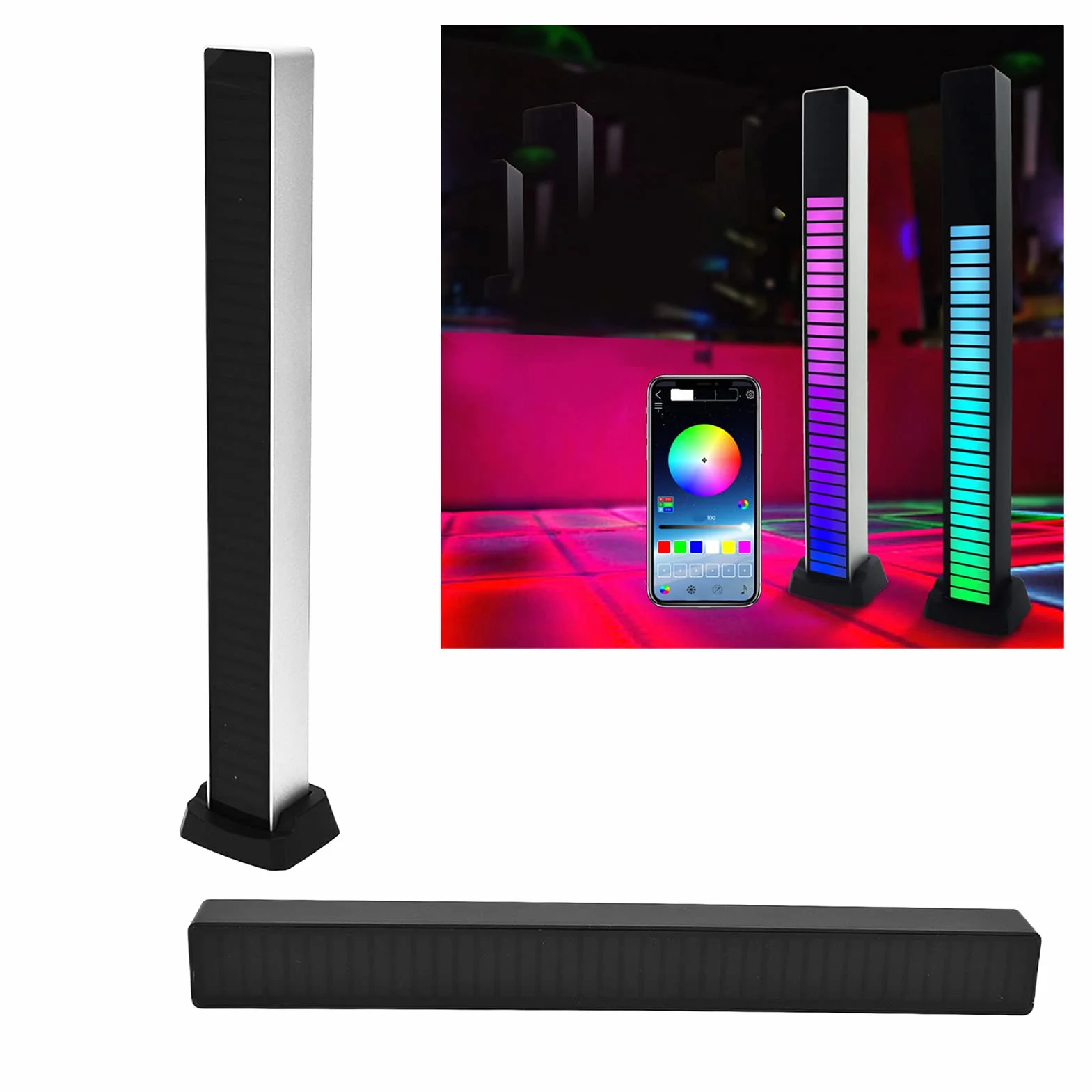 32-bitowy wskaźnik poziomu muzyki pasek aluminiowy kontrola dźwięku głosowego spektrum dźwięku światło rgb wyświetlacz LED rytm impuls kolorowy sygnał(White Shell)