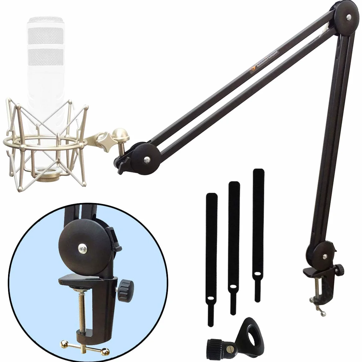 keepdrum MS138 statyw przegubowy ramię mikrofonowe + MS088SV pająk do mikrofonów Rode