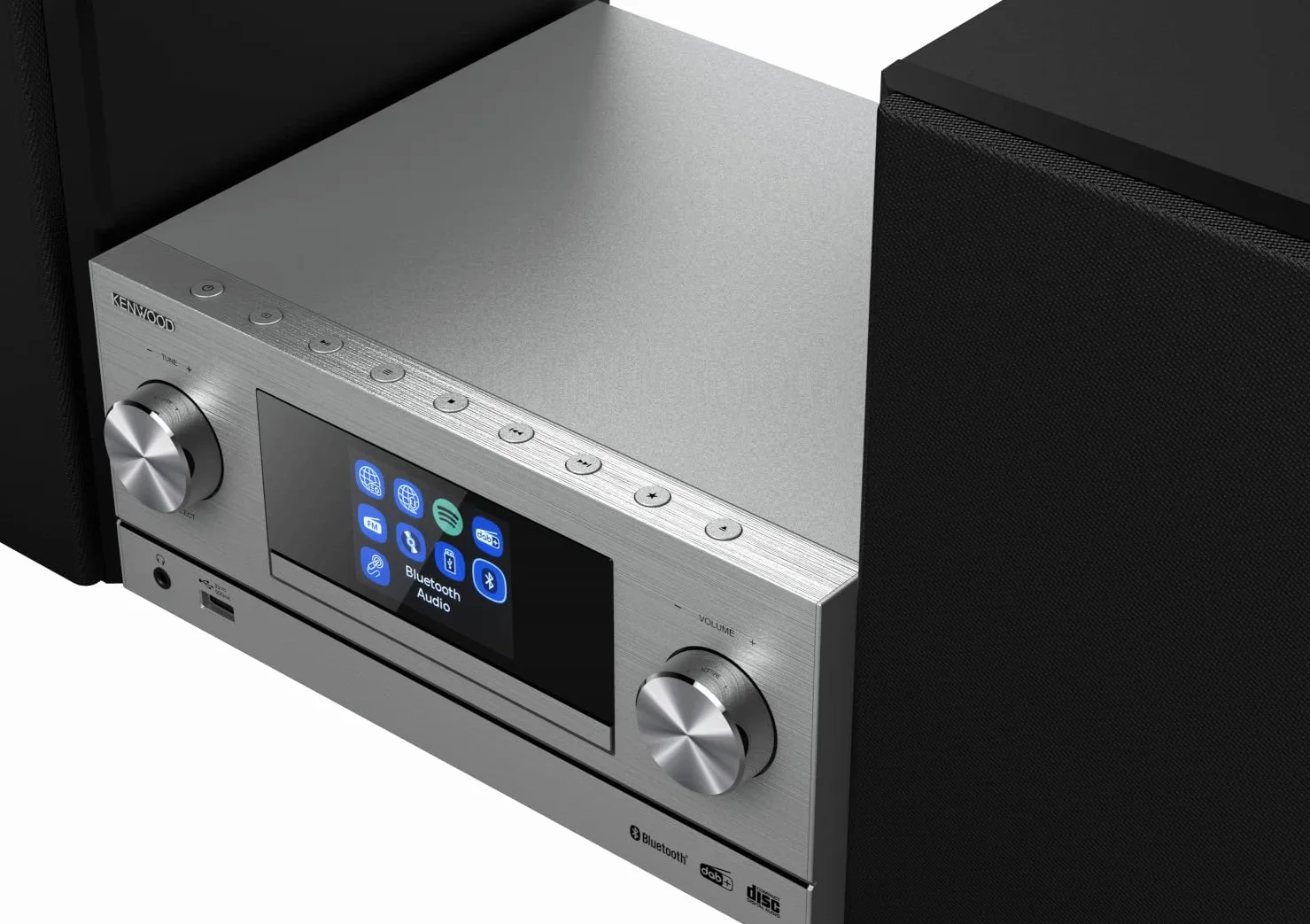 Kenwood M-9000S-S – inteligentny system Micro Hi-Fi z radiem internetowym, DAB+, CD/USB i strumieniowym przesyłaniem audio, kolor srebrny