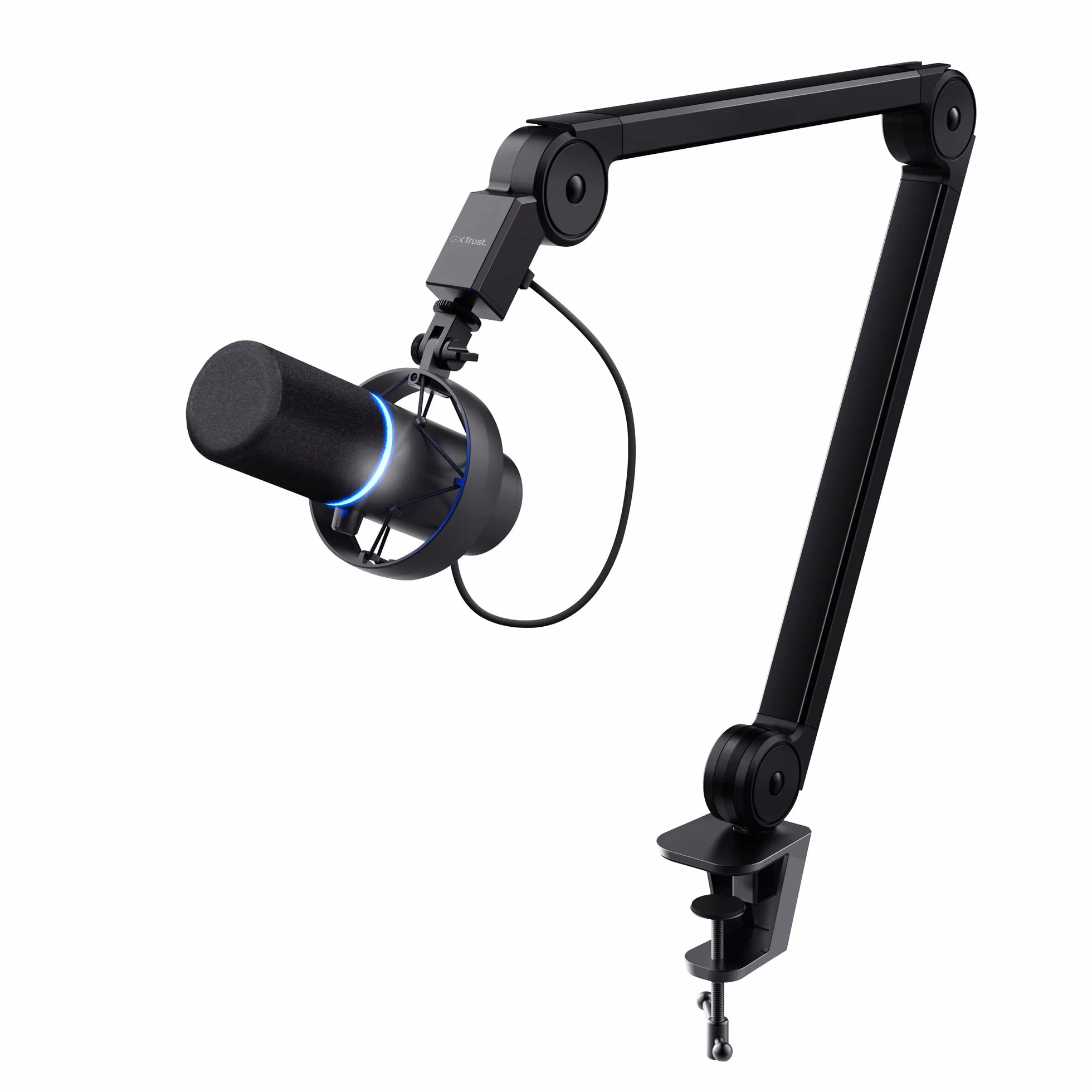 Trust Gaming GXT 255+ Onyx Mikrofon Streamingowy Studyjny z Ramieniem, Pop Filter i Kosz Antywibracyjny, Mikrofon Komputerowy USB z Wysięgnikiem, Podcast, ASMR, Nagrywanie Muzyki, Stream, Gry