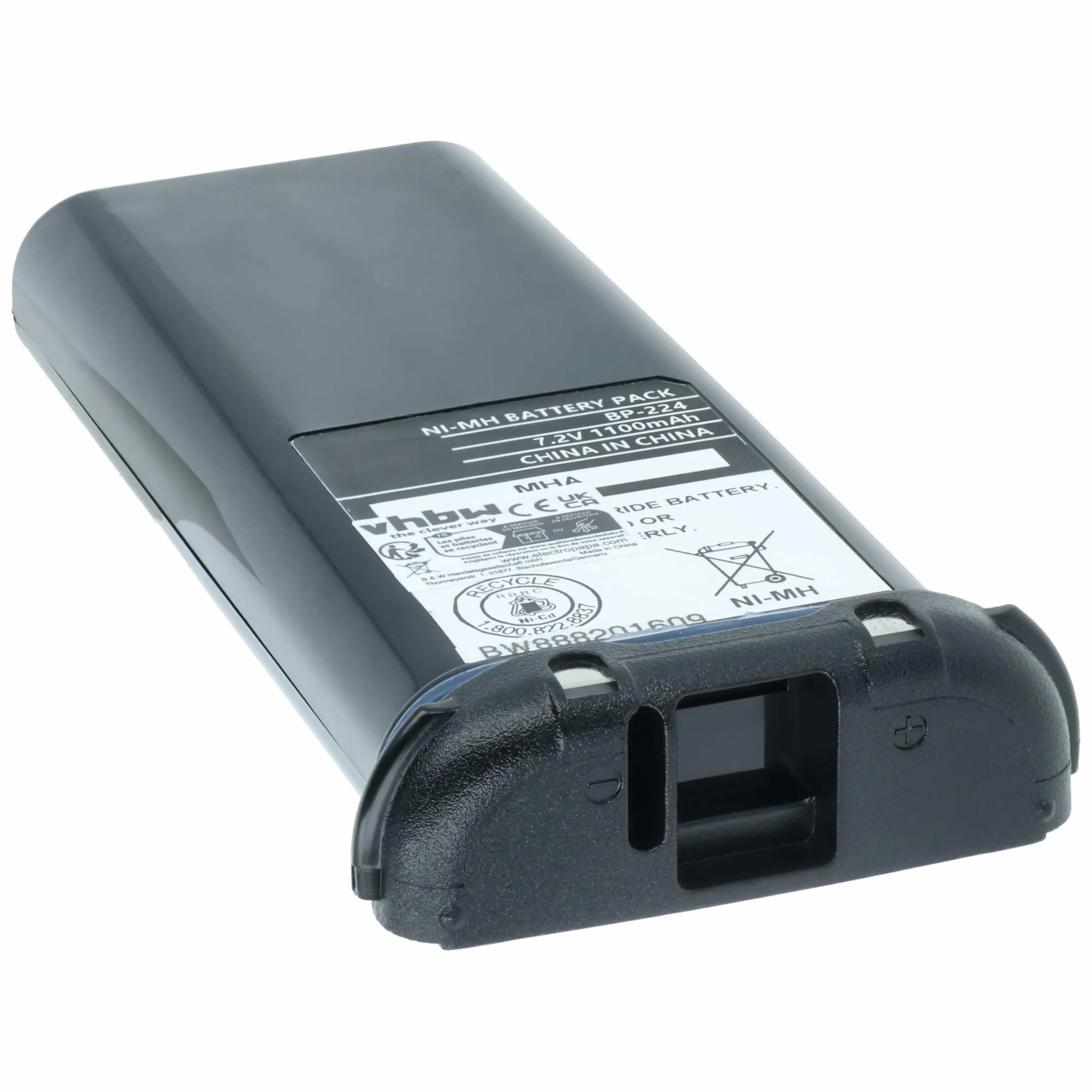 vhbw Akumulator zastępczy do Icom BP-224, BP-224H do radiotelefonu, Walkie Talkie (1100 mAh 7,2 V NiMH)