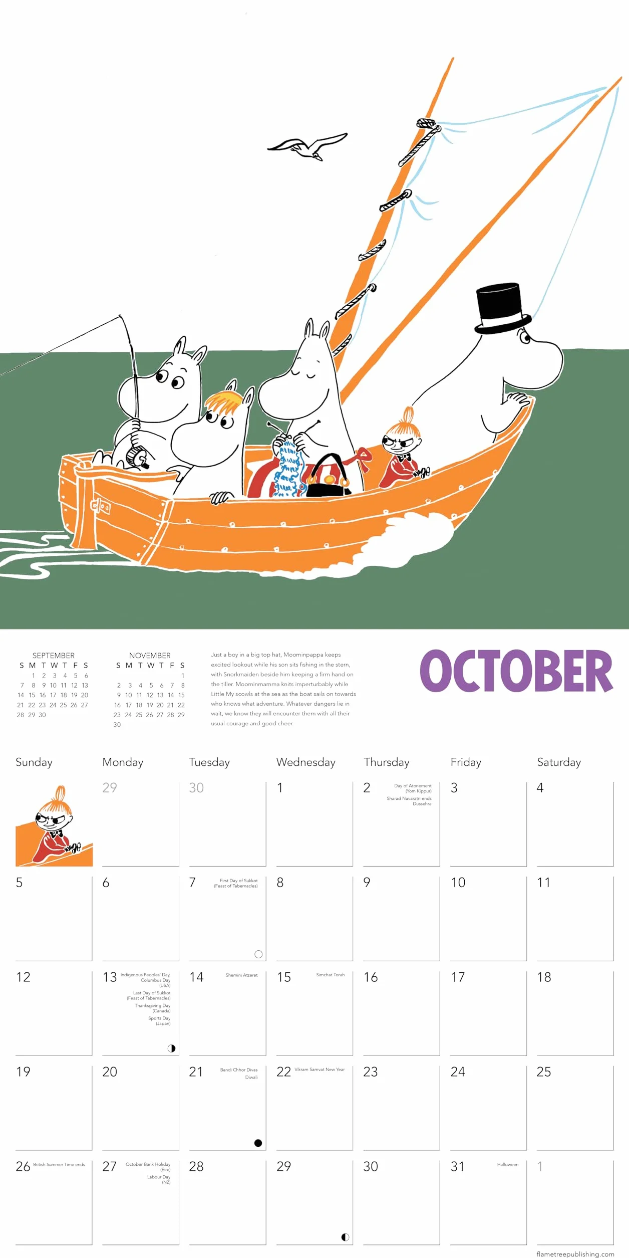 Moomin Wall Calendar 2025 (Art Calendar): Original Flame Tree Publishing-Kalender [Kalender]