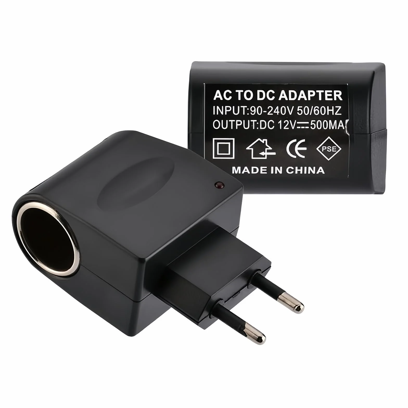 Adapter sieciowy do samochodu, adapter 230 V na 12 V, gniazdo zapalniczki samochodowej AC na DC przetwornica napięcia z wtyczką UE