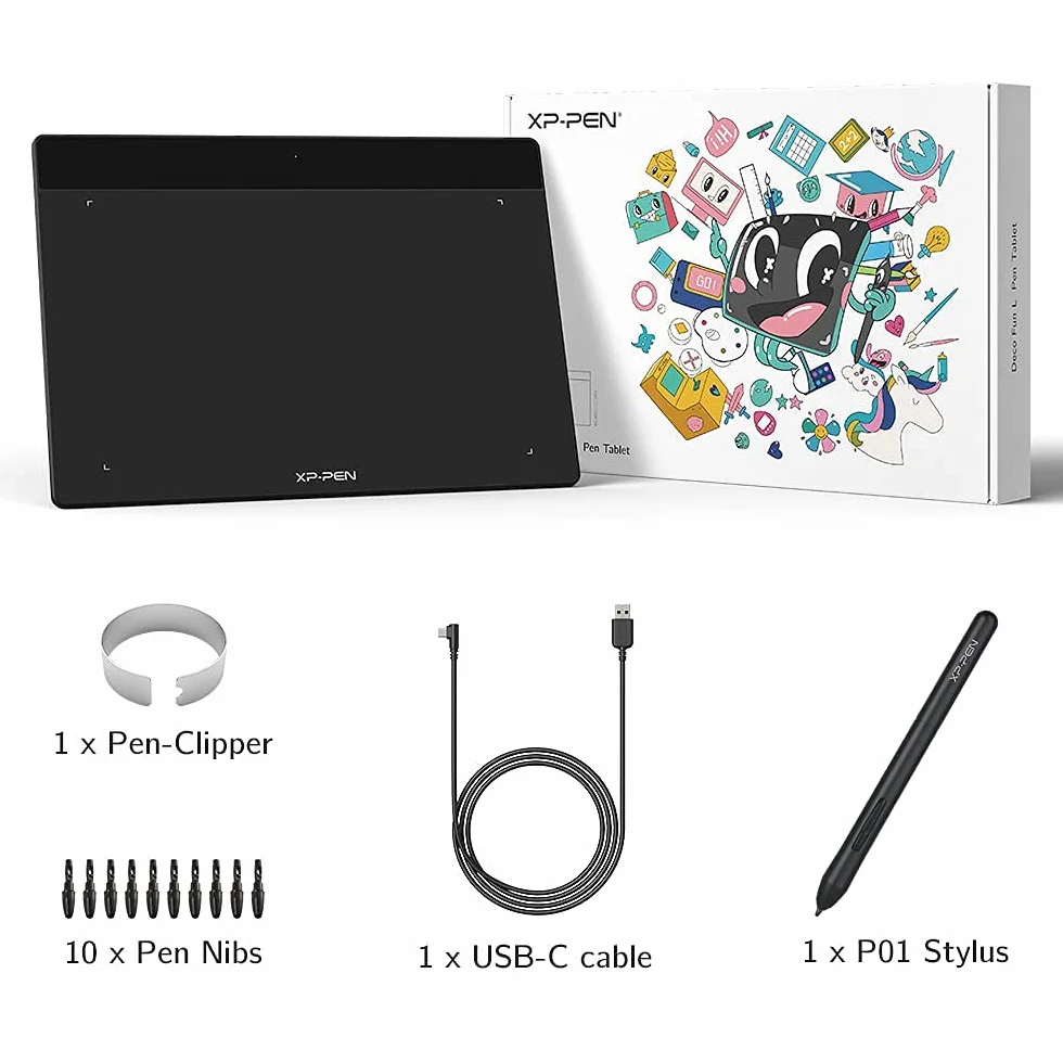 XP-PEN Deco Fun S cyfrowy tablet do rysowania 15,2 x 10,2 cm (6 x 4 cali) do OSU Rysowanie i edycja zdjęć, digitizer P01, bez baterii, kompatybilny z Mac, Windows i Android