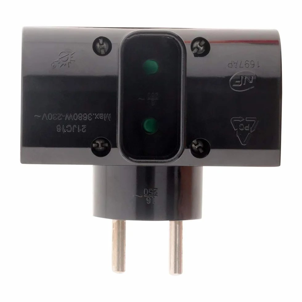 Zenitech - Listwa potrójne gniazdo natynkowe z ochroną przeciwprzepięciową - 2x16A 2P+T + 1x6A 2P - Czarna