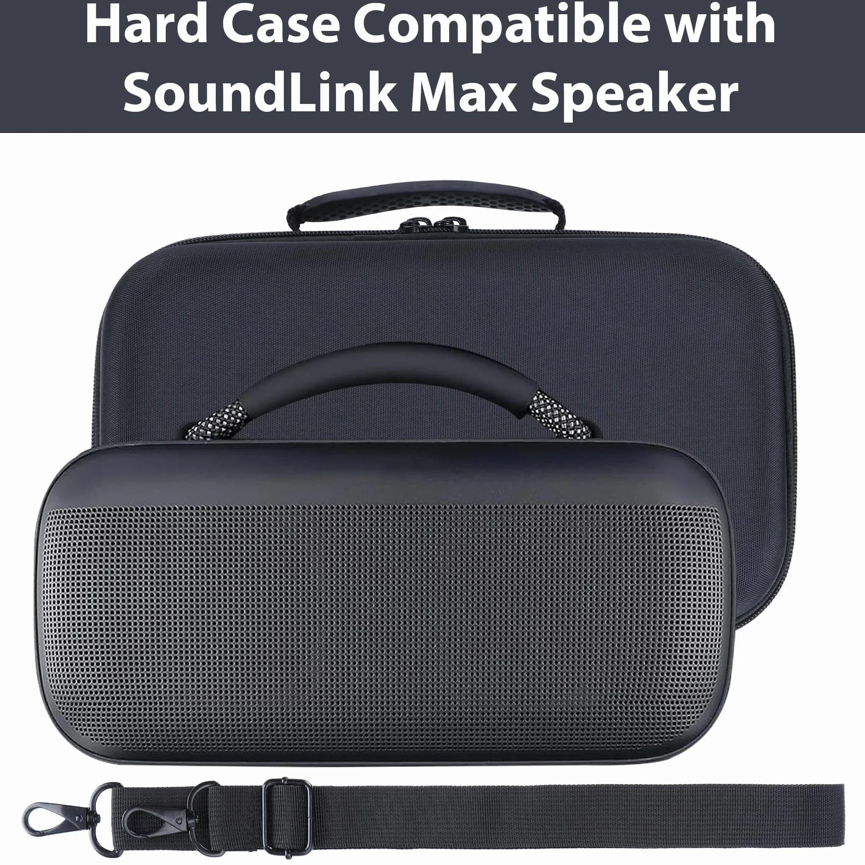 Twarde etui ochronne, kompatybilne z głośnikiem Bose Przenośny SoundLink Max (czarny)