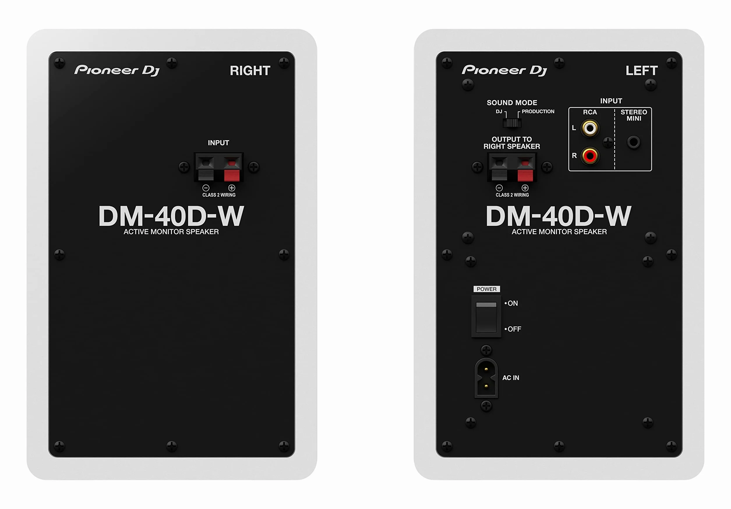Pioneer DJ ® DM-40D-W System Monitor biurka, biały, przewodowy, głośnik 4''