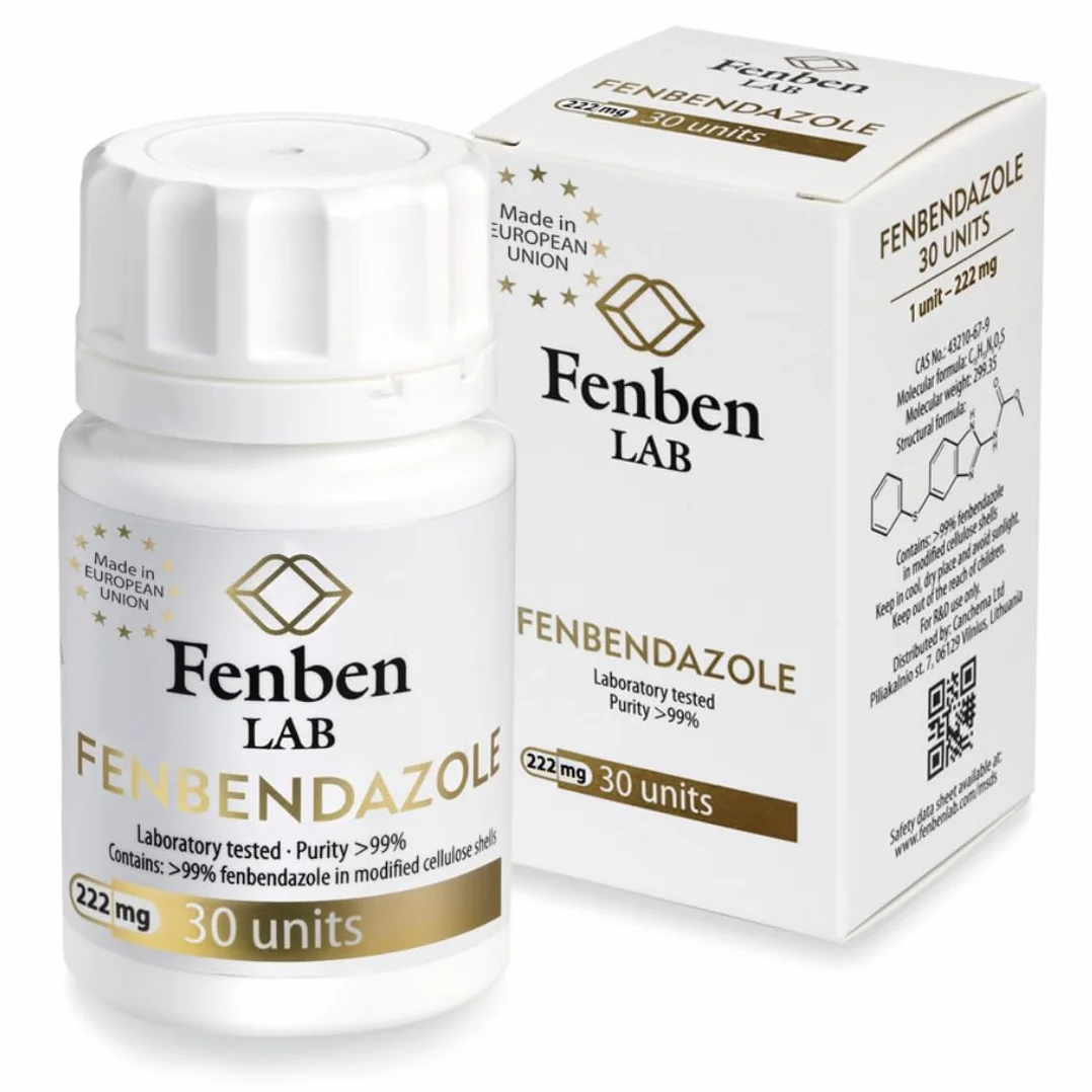 Fenbendazole 222mg, Czystość >99.9%, Wyprodukowane przez Fenben Lab, Dołączono Certyfikat Analizy, Testowany w Certyfikowanym Laboratorium, 30 Kapsułek