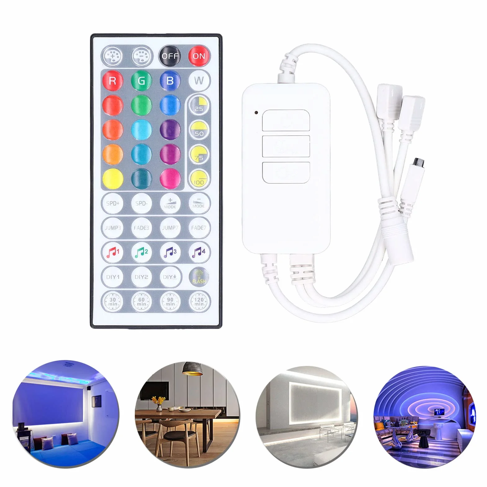 Pilot do Oświetlenia LED, Kontroler Oświetlenia Taśmy LED, 44 Klawisze 3-przyciskowy Pilot LED RGB z Podwójnym Trybem DC 5V do 24 V, Wymiana Kontrolera RGB z funkcją Pomiaru
