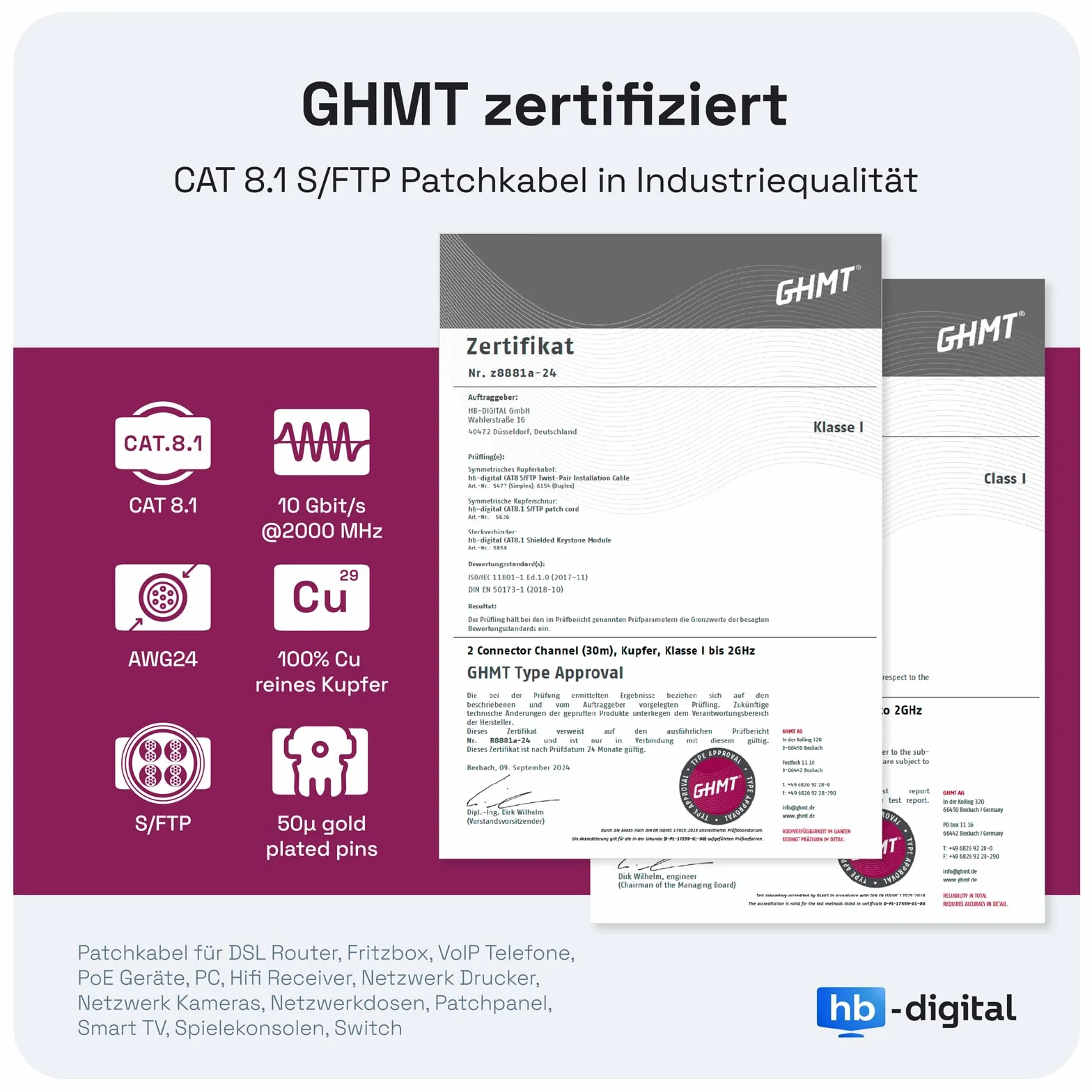 HB-Digital Kabel sieciowy 3 m CAT 8.1 S/FTP LSZH czarny 40 Gbit/s, LAN, kabel krosowy RJ45, wtyczka Ethernet, 40000 Mbit/s, prędkość transferu PIMF 2000 MHz, Cat.6 Cat.7 Cat.8