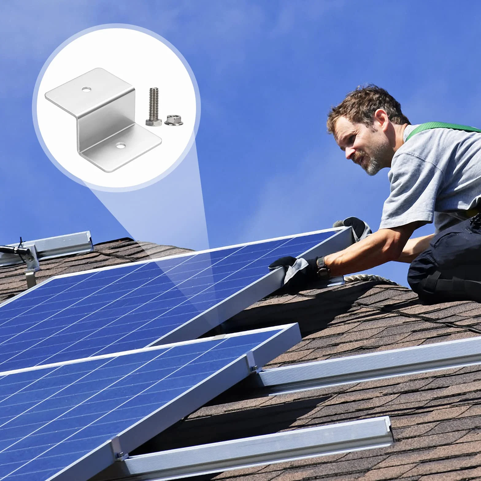 Moduł solarny, uchwyt, panel słoneczny, mocowanie do modułów solarnych, zestaw montażowy ze stopu aluminium, na balkon, do przyczepy kempingowej, łodzi, dachów, 4 sztuki