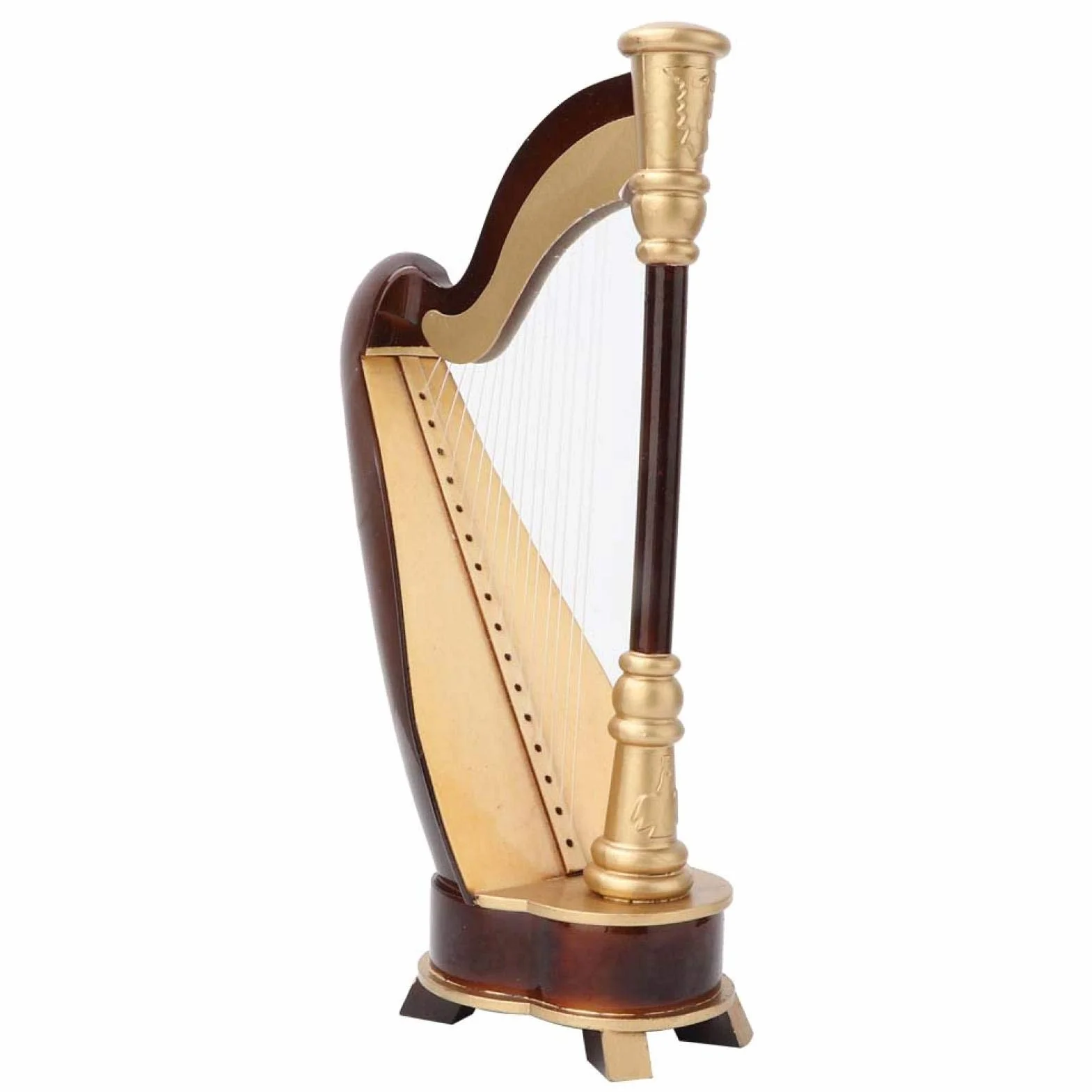 Ręcznie wykonany drewniany model harfy 25 cm instrument muzyczny ozdoba dekoracja stołu