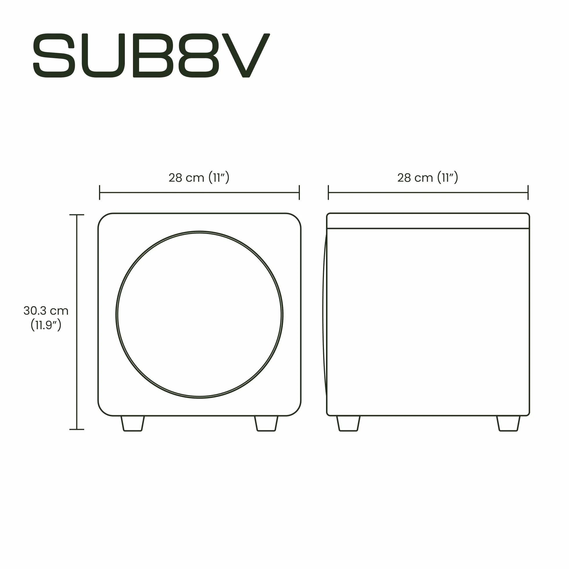 Kanto SUB8 8-inch Sealed Powered Subwoofer (Matte Black)