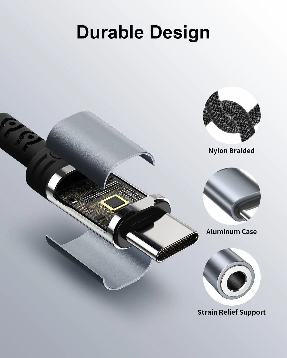 BLITEZZ Adapter USB C do jacka 3,5 mm (0,12 m, 2sztuki),Adapter USB-C do jacka 3,5 mm, adapter słuchawkowy USB C,kabel audio Aux,kompatybilny z iPhone'em 16/15,Galaxy S25 S24 S23 S22/Huawei P60/P50