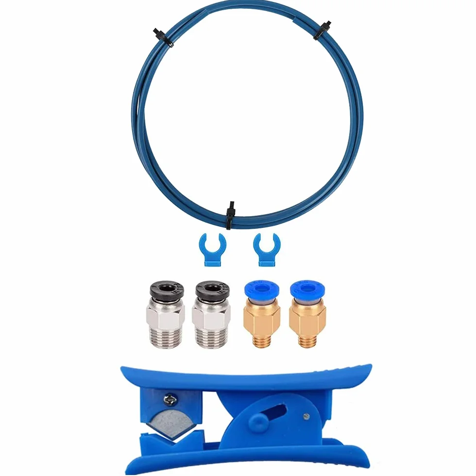 MMOBIEL Bowder wąż 3D z PTFE 1 m, seria XS 1,75 mm, filament, kompatybilny z nadajnikiem 3D V2 / Ender 3 / Ender 3 Pro/Ender 5/ CR-10/10S 20/20 Pro w zestawie 2 x armatura i nóż PC4-M10