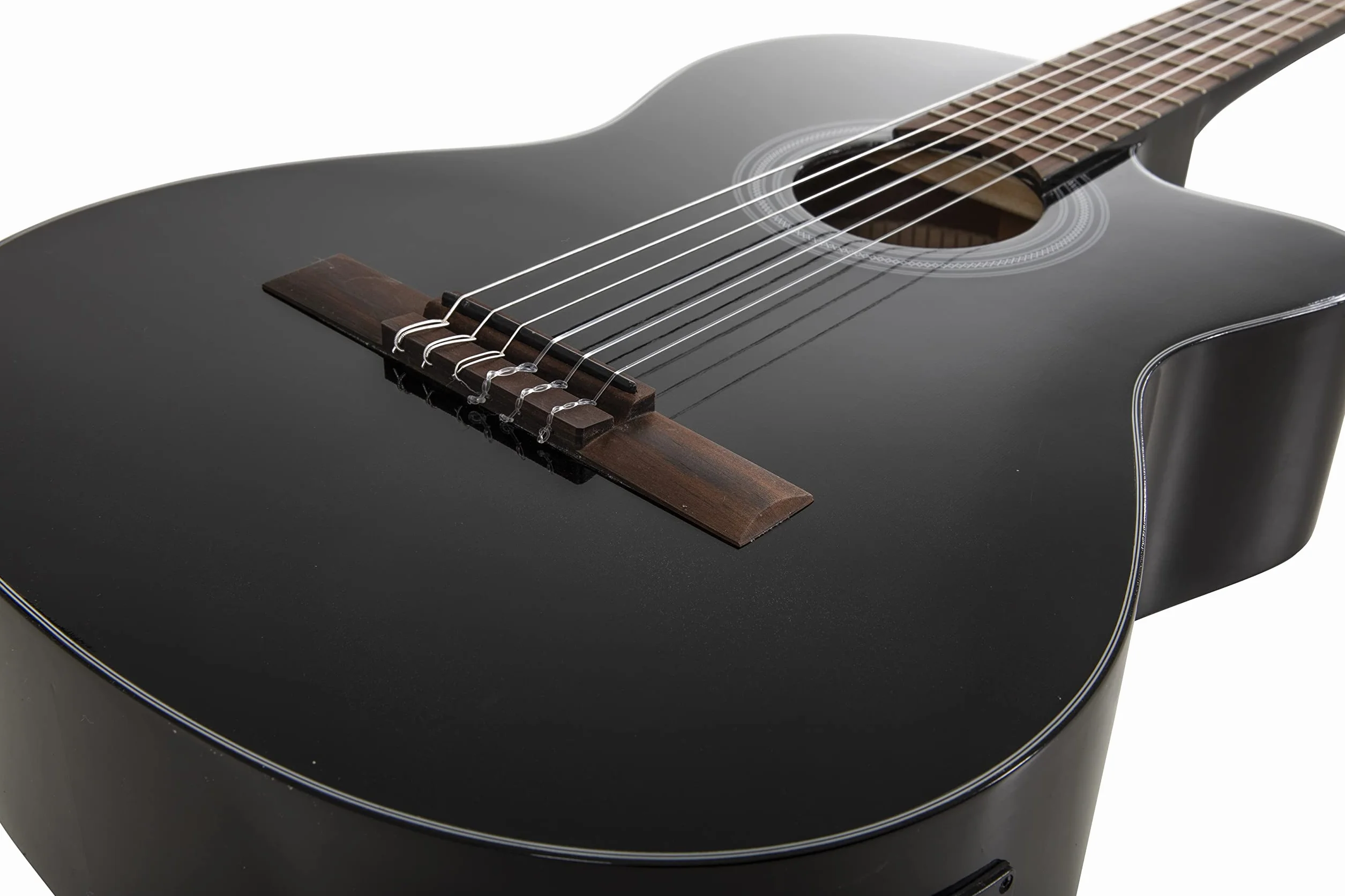 E-gitara koncertowa, gitara klasyczna elektro special dark moon - czarna, z wycięciem