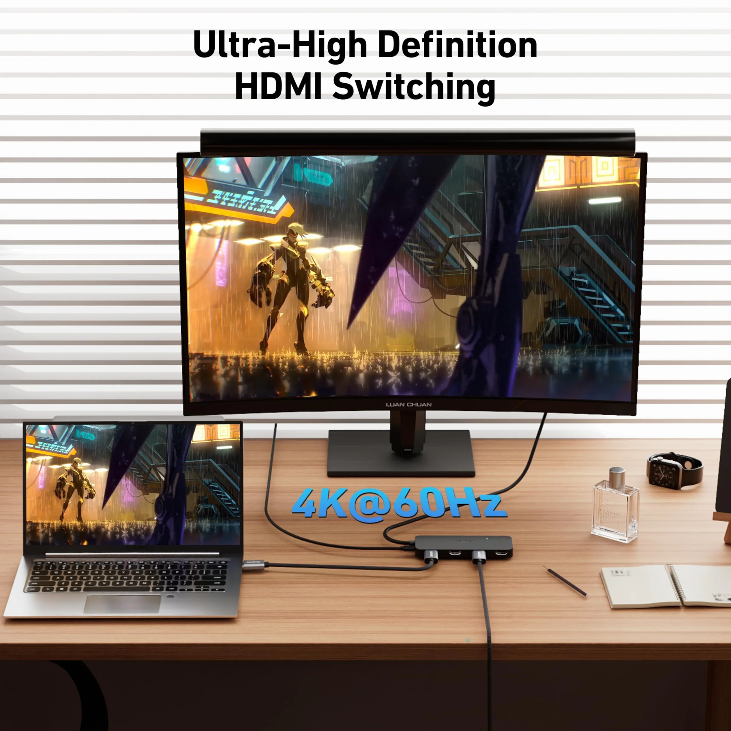 Przełącznik BENFEI HDMI 4 w 1 wyjściu 4K@60Hz, 2 K@144 Hz, HDCP 2.3 【Z obsługą adaptacyjnej korekcji Transmisja HDMI na odległość 30 stóp】 Kompatybilny z PS5/4, Xbox, Roku, FireStick, Switch