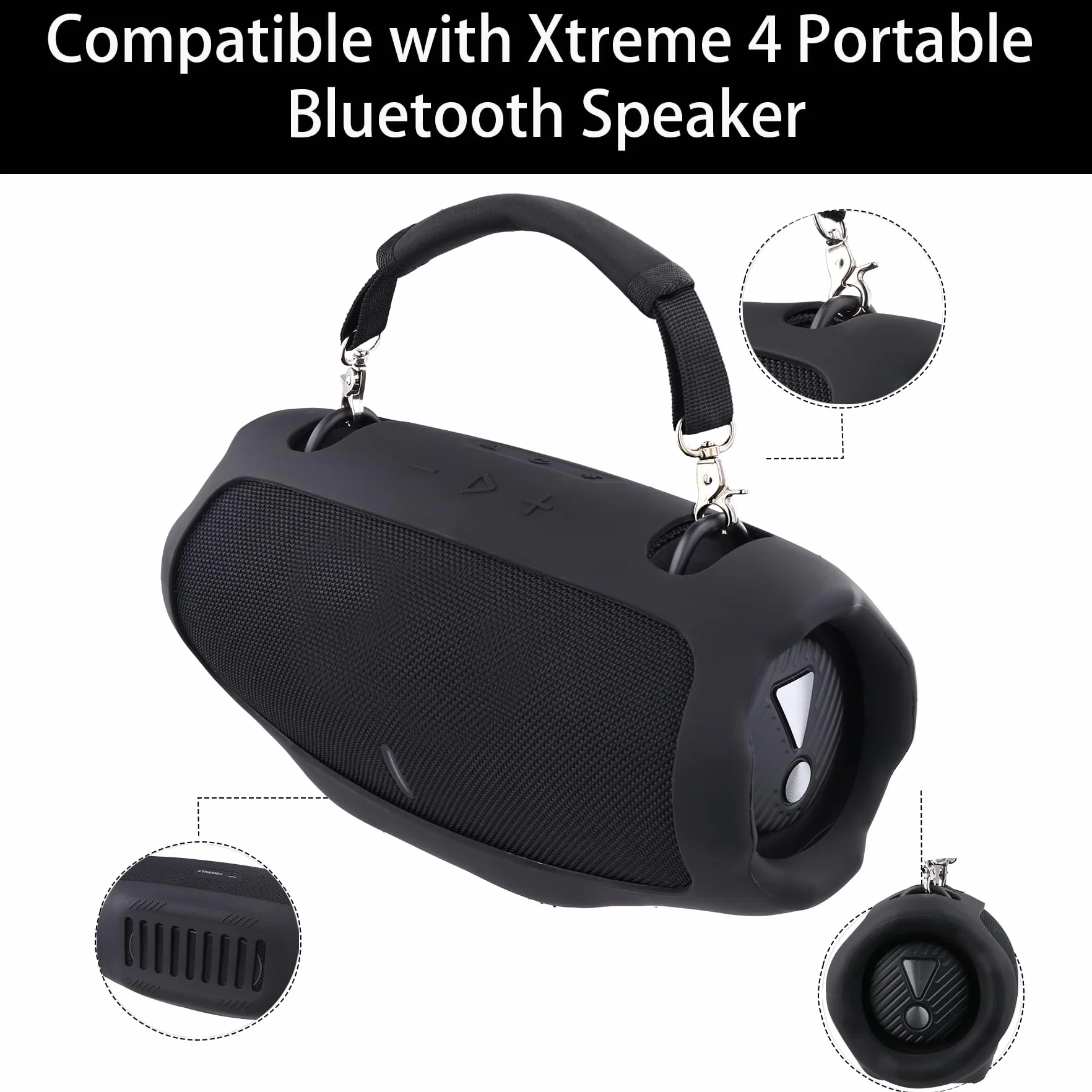 co2CREA Etui do przenoszenia, silikonowe etui kompatybilne z JBL Xtreme 4, przenośny głośnik Bluetooth, ultralekki, silikonowy pokrowiec ochronny z uchwytem głośnikowym (głośnik nie wchodzi w zakres