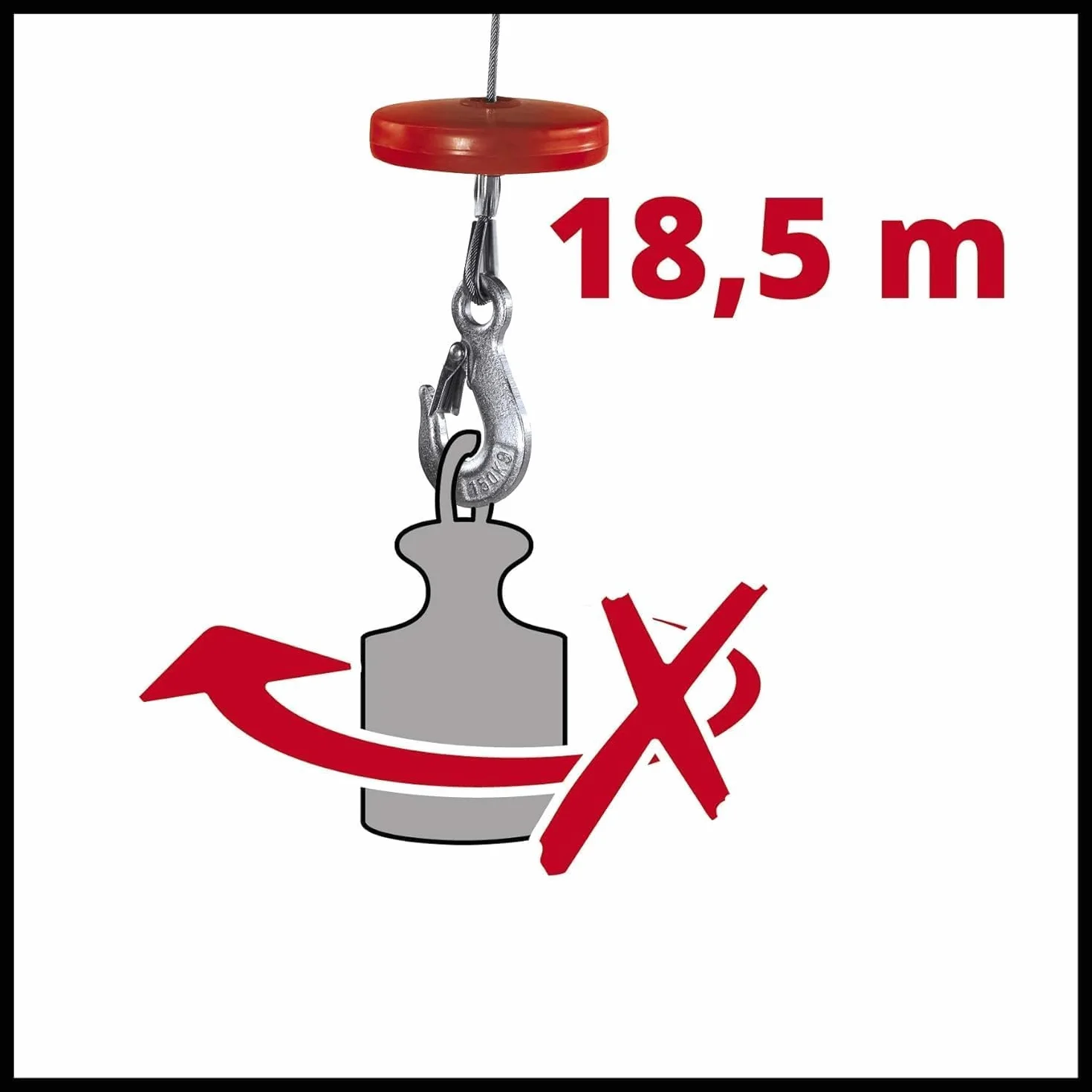 Einhell Wciągarka linowa TC-EH 600 (1050 W, nośność bez rolki zwrotnej 300 kg na 18 m/z rolką zwrotną 600 kg na 9 m, linka stalowa 18 m (Ø 4,5 mm), w zestawie z pałąkiem zabezpieczającym na haku