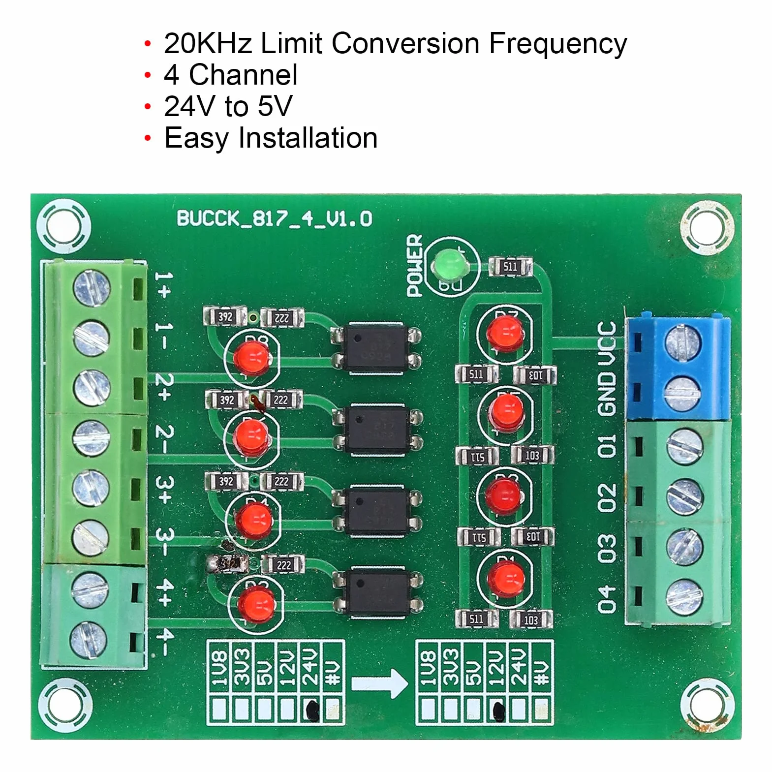 4-kanałowy Izolator Transoptorowy Moduł Konwertera Sygnału PLC PNP NPN na PNP 24V do 5V