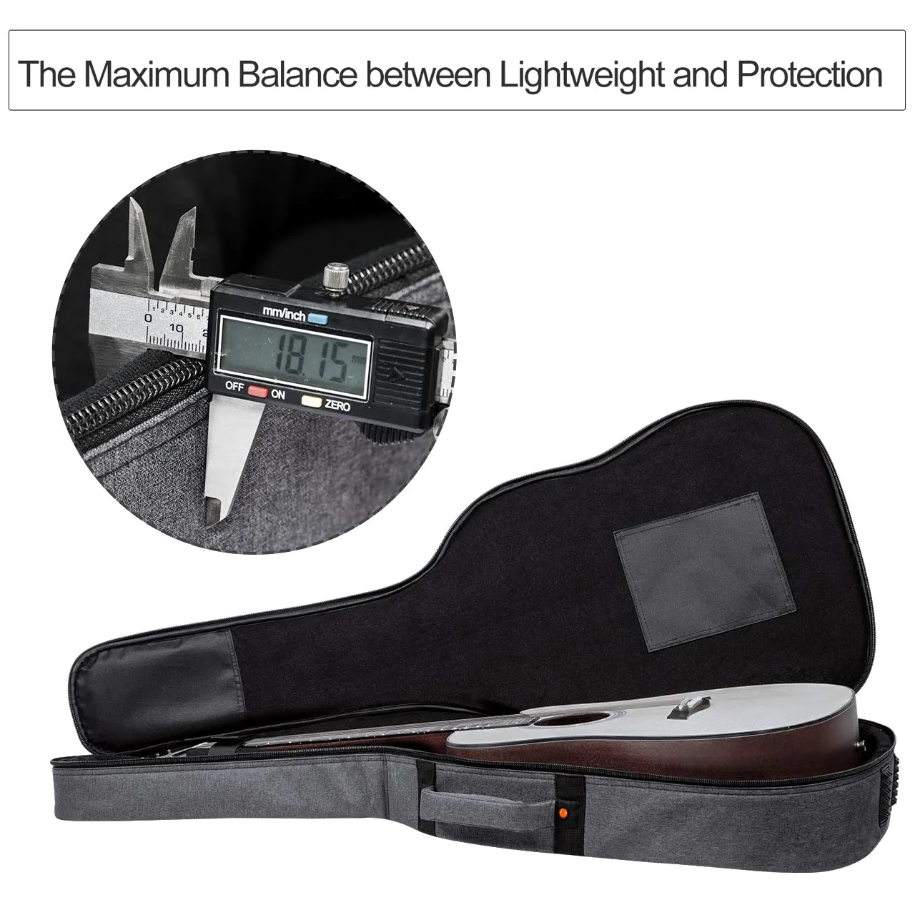 CAHAYA Torba na gitarę Gig Bag wyściełana torba 18 mm wodoszczelna torba na gitarę, szary, torba na gitarę