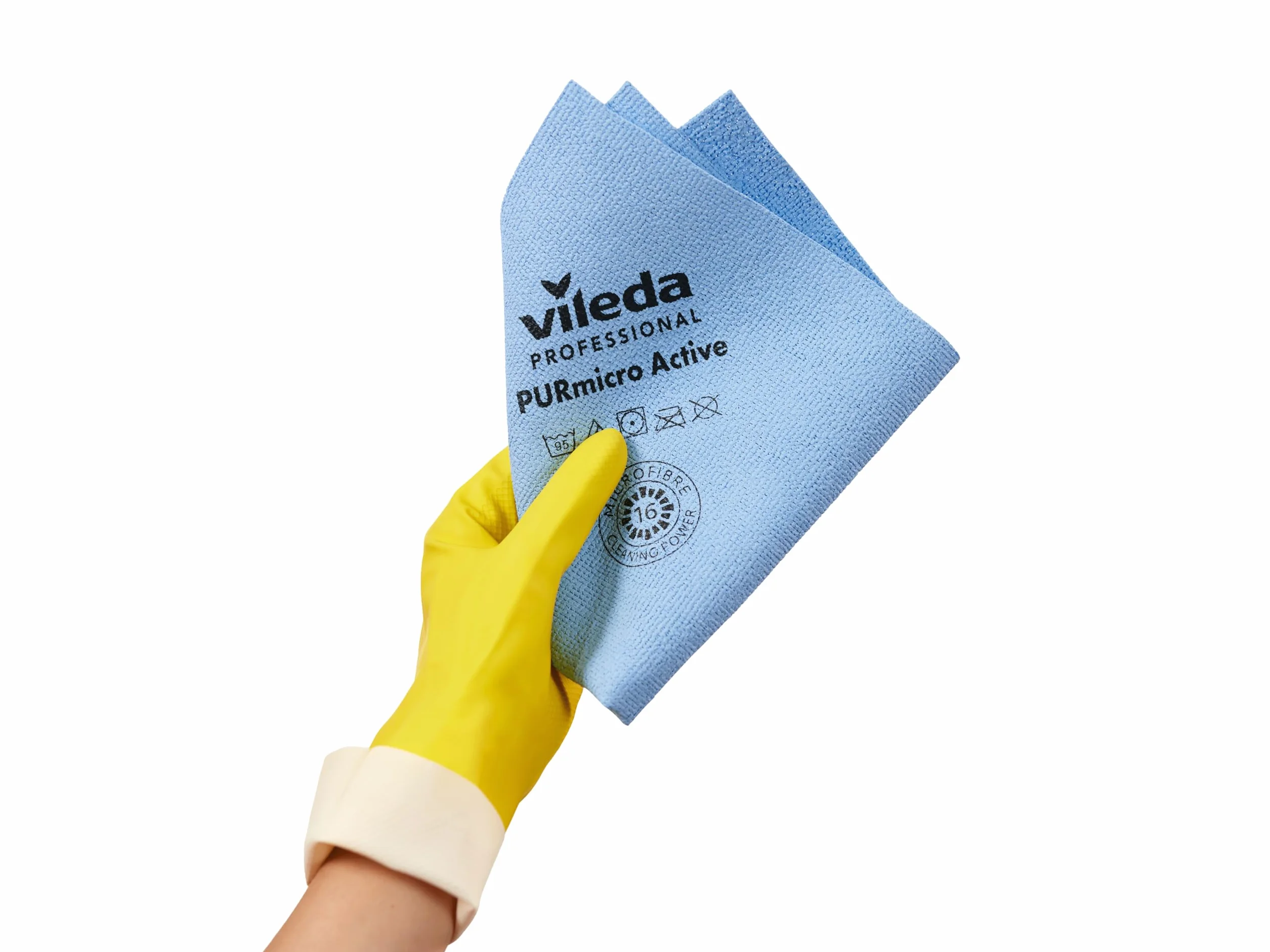 Vileda Professional PURmicro Colors, profesjonalna wielofunkcyjna mikrofibra, ściereczki do czyszczenia z mikrofibry, 4 kolory, czyszczenie bez smug, 4 sztuki, 38 x 35 cm, niebieski