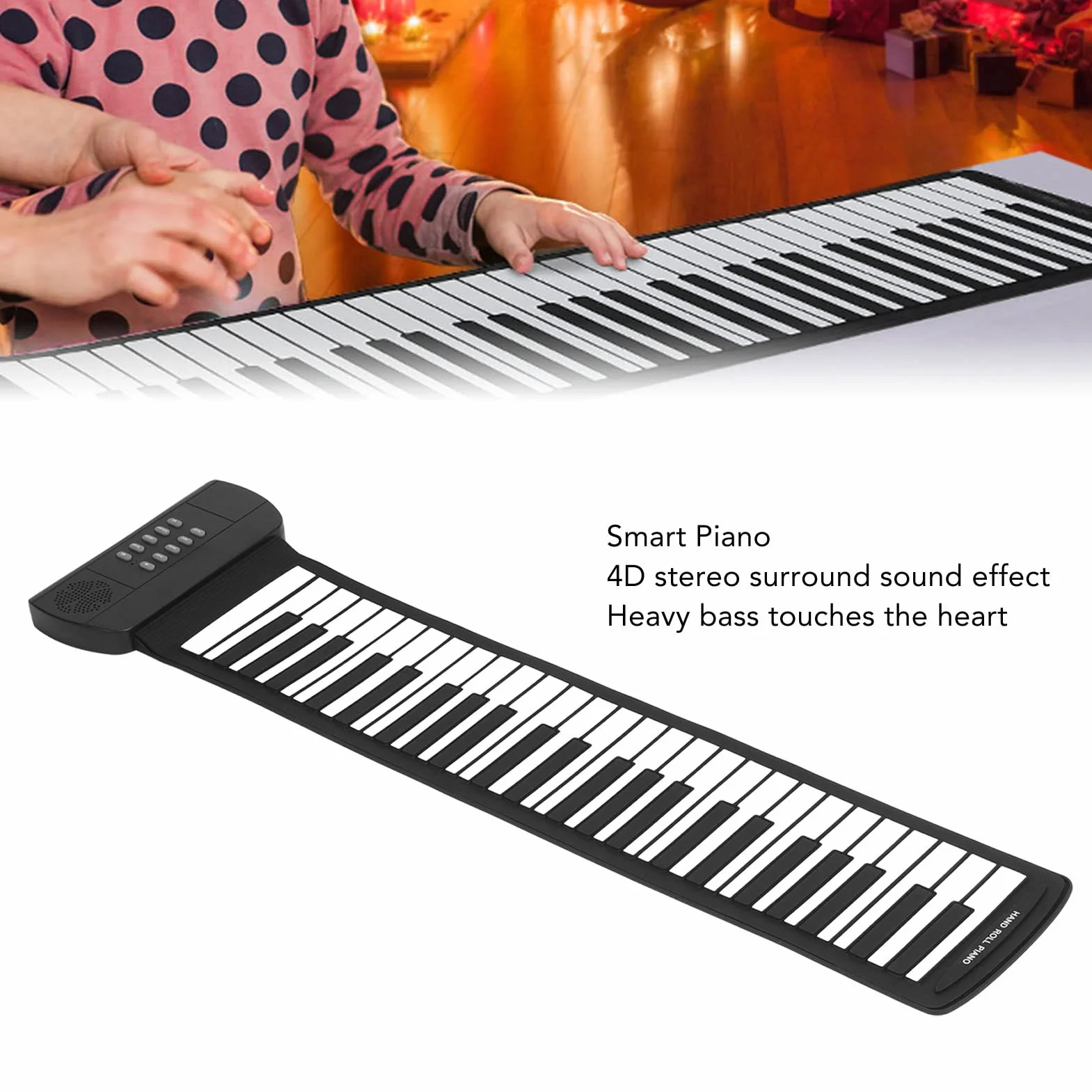 PM49H Roll Up Piano 49 Klawiszy Akumulatorowa Miękka Klawiatura Bluetooth MIDI Dźwięk Przestrzenny 4D Składane Pianino