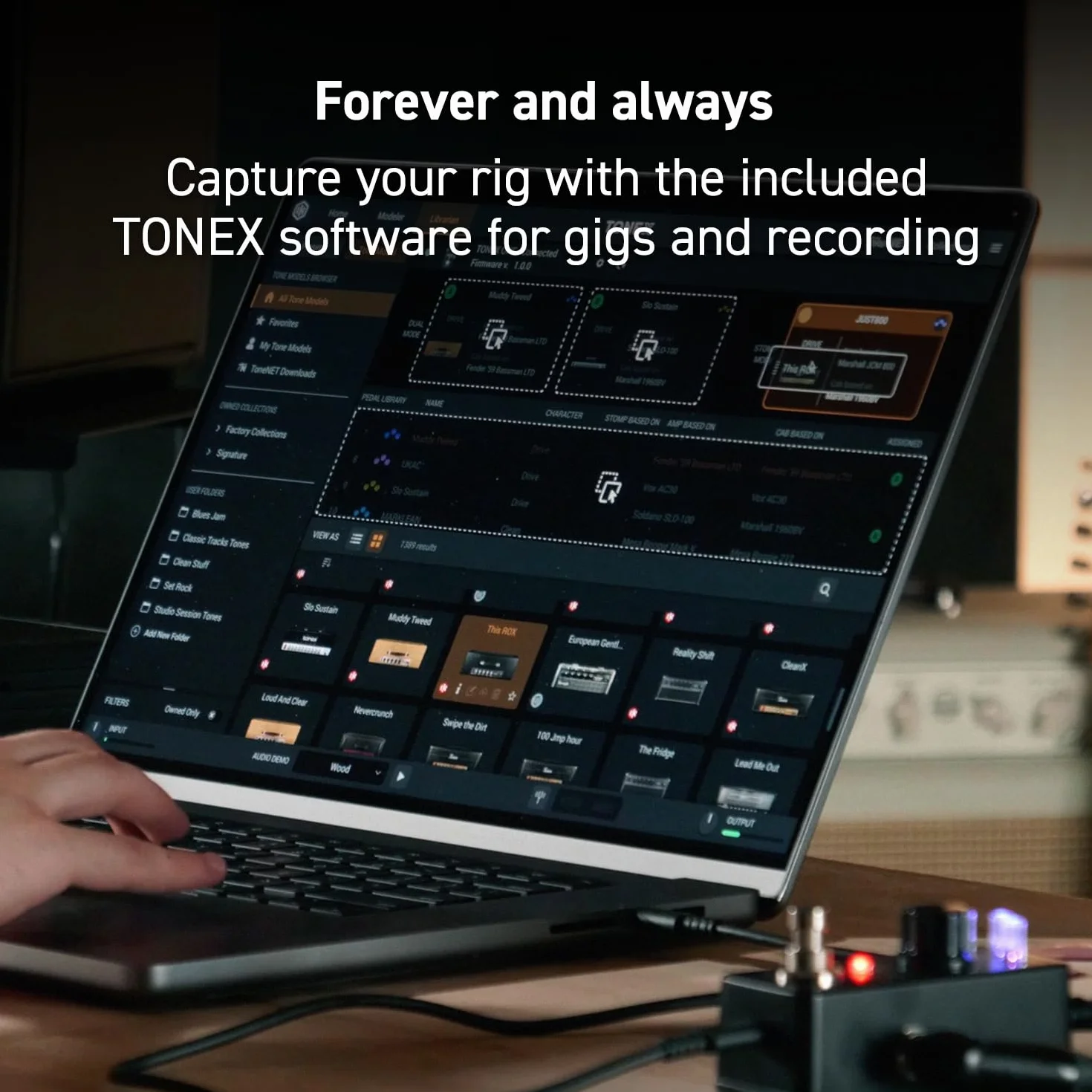 IK Multimedia Mikropedał TONEX One AI MultiFX: model tonowy dowolnego wzmacniacza gitary elektrycznej, gitarowy, zniekształceń, overdrive lub inne efekty gitarowe