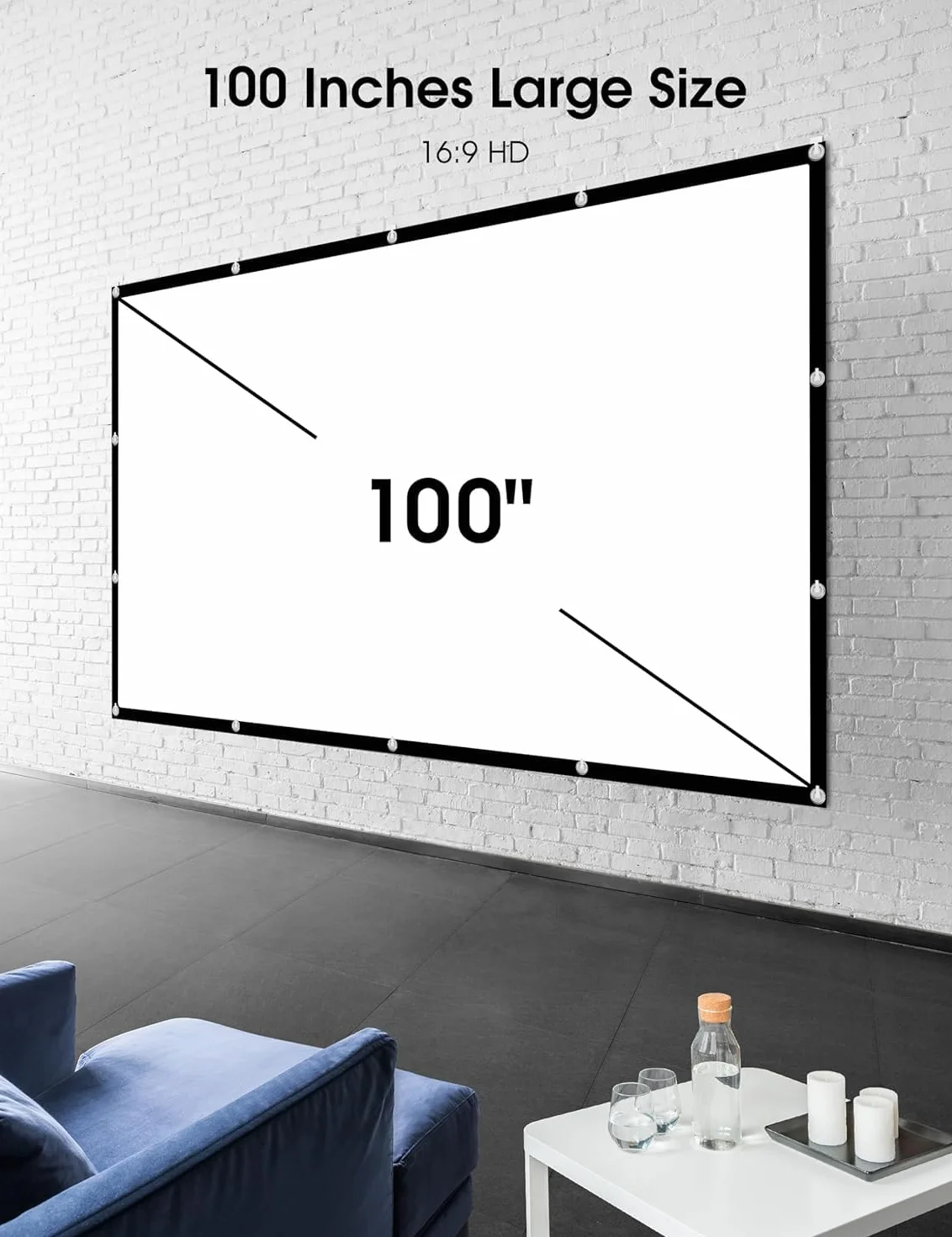 Ekran projektora 100 cali, przenośny ekran kinowy 16:9 HD 4K Składany zmywalny ekran, dwustronny ekran projekcyjny do domowego biura szkolnego na świeżym powietrzu teatr