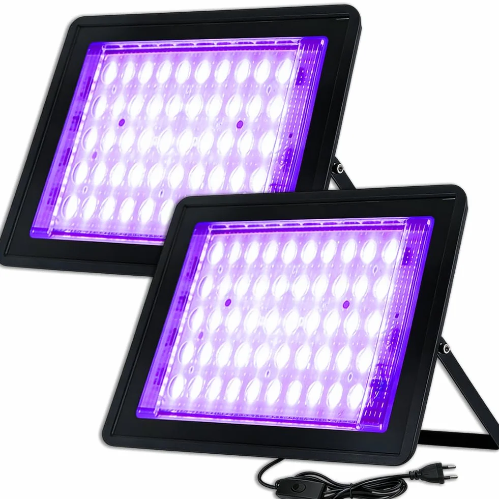 Reflektor LED 50W IP66 Czarny 2 sztuki z kablem 1,8m Oświetlenie Sceniczne