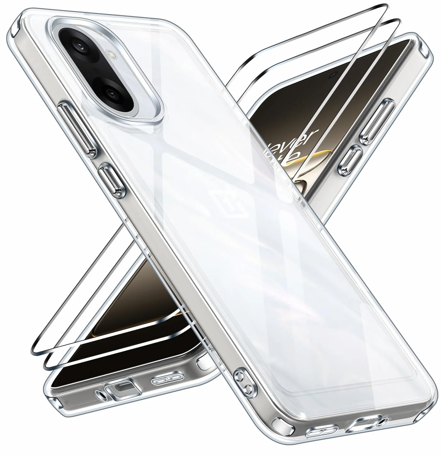 ivoler Etui Anti-Yellow do Oneplus Nord CE 5 5G z 2 częściami ze szkła hartowanego, [ochrona wojskowa] Ochronna obudowa odporna na wstrząsy odporna na zarysowania przezroczysta obudowa zderzaka