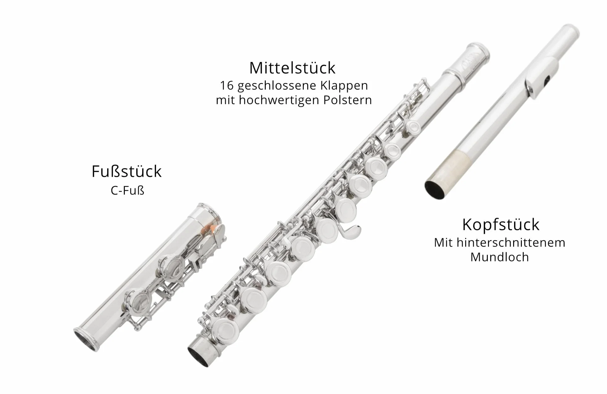 Classic Cantabile FL-100 flet poprzeczny z mosiądzu wysokoniklowego posrebrzanego, zamknięte klapy, e-mechanika, przesunięte G, strojenie C