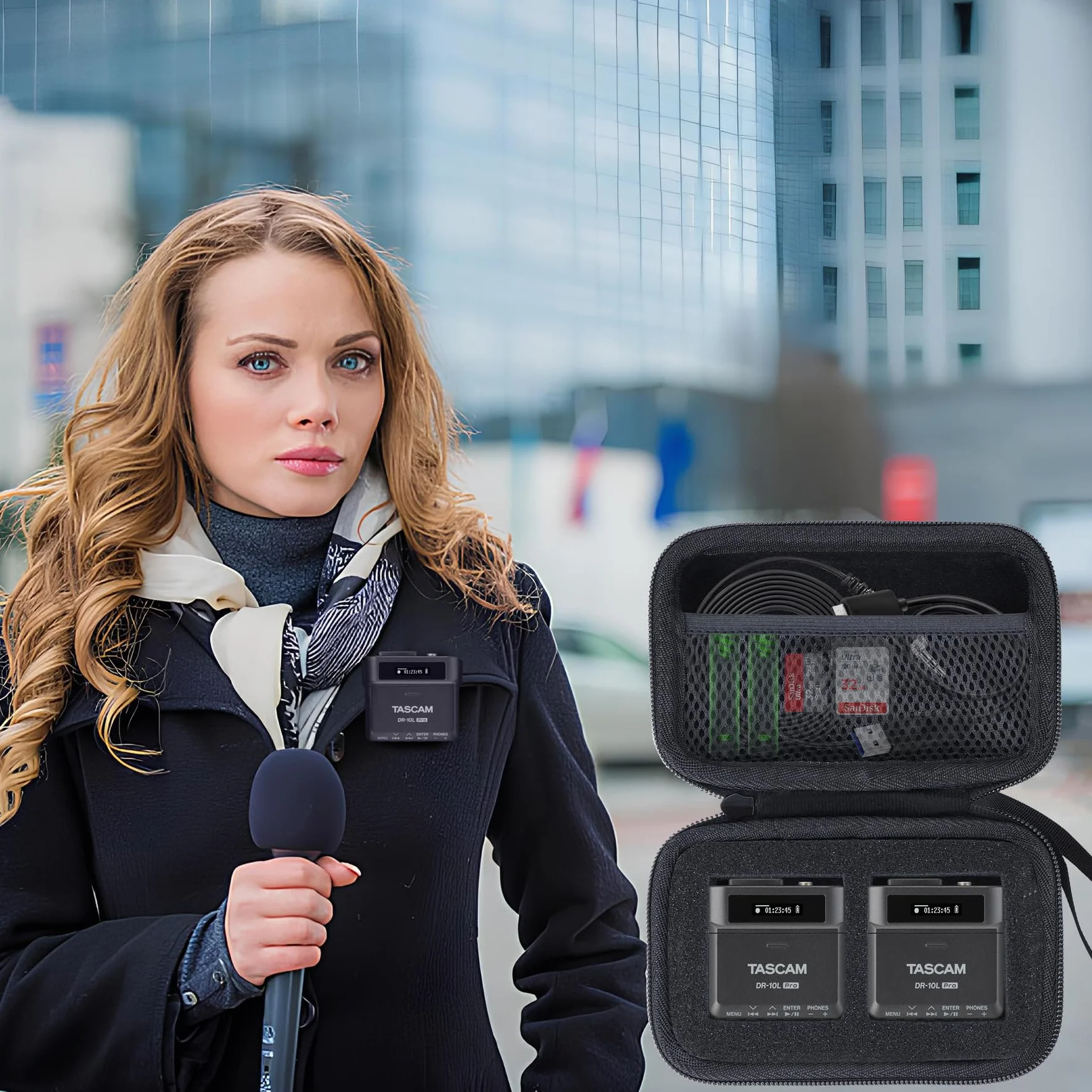Lebakort Twarde etui ochronne etui pokrowiec do Tascam DR-10L Pro/DR-10L Digital Audiorder