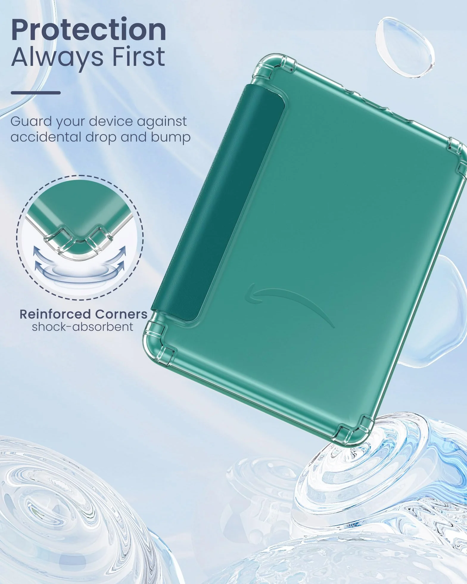 MoKo Case for All-new 7" Kindle Paperwhite 12th Gen 2024& Colorsoft 2024/2025, Ultra Clear Soft Flexible Transparent TPU Back Cover Light Shell with Auto Wake/Sleep, Not fit Kob & BOOX, Jade Green