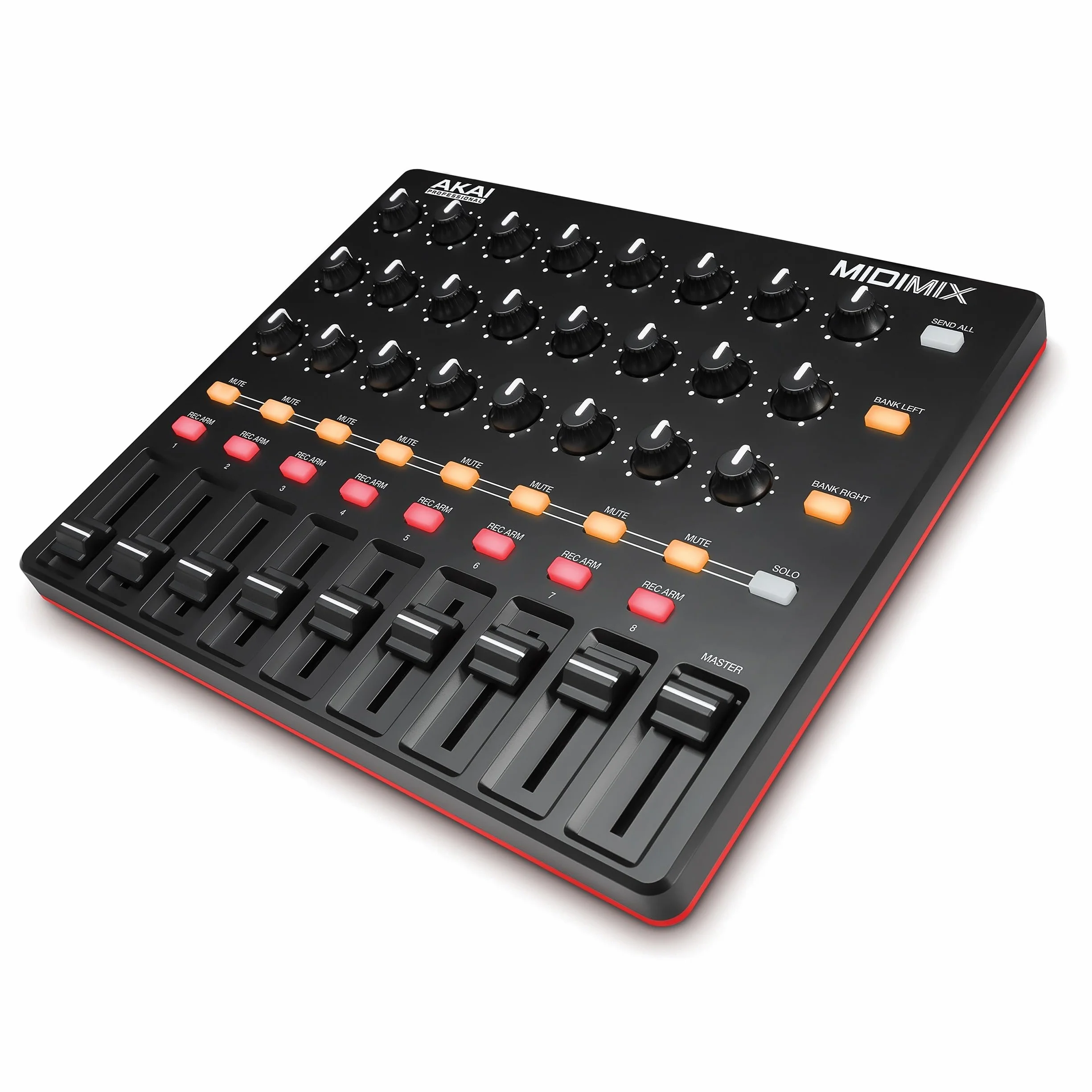 Akai Professional MIDImix - Konfigurowalny kontroler MIDI z 8 faderami, 1 faderem głównym, 24 pokrętłami i 16 przyciskami z bezpośrednim mapowaniem w Ableton Live
