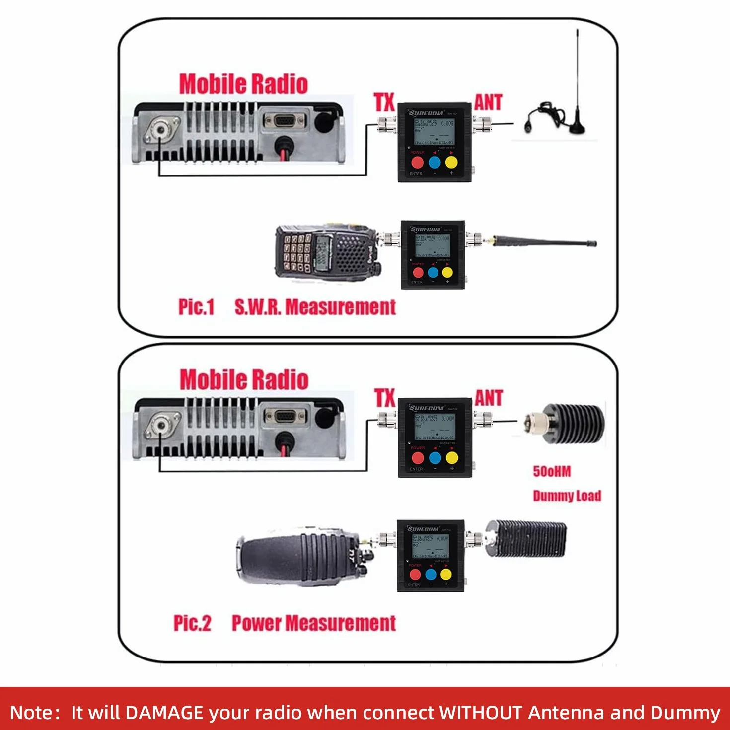 Mcbazel Surecom SW-102S cyfrowy VHF/UHF 125-525Mhz SO239 złącze zasilania i miernik SWR