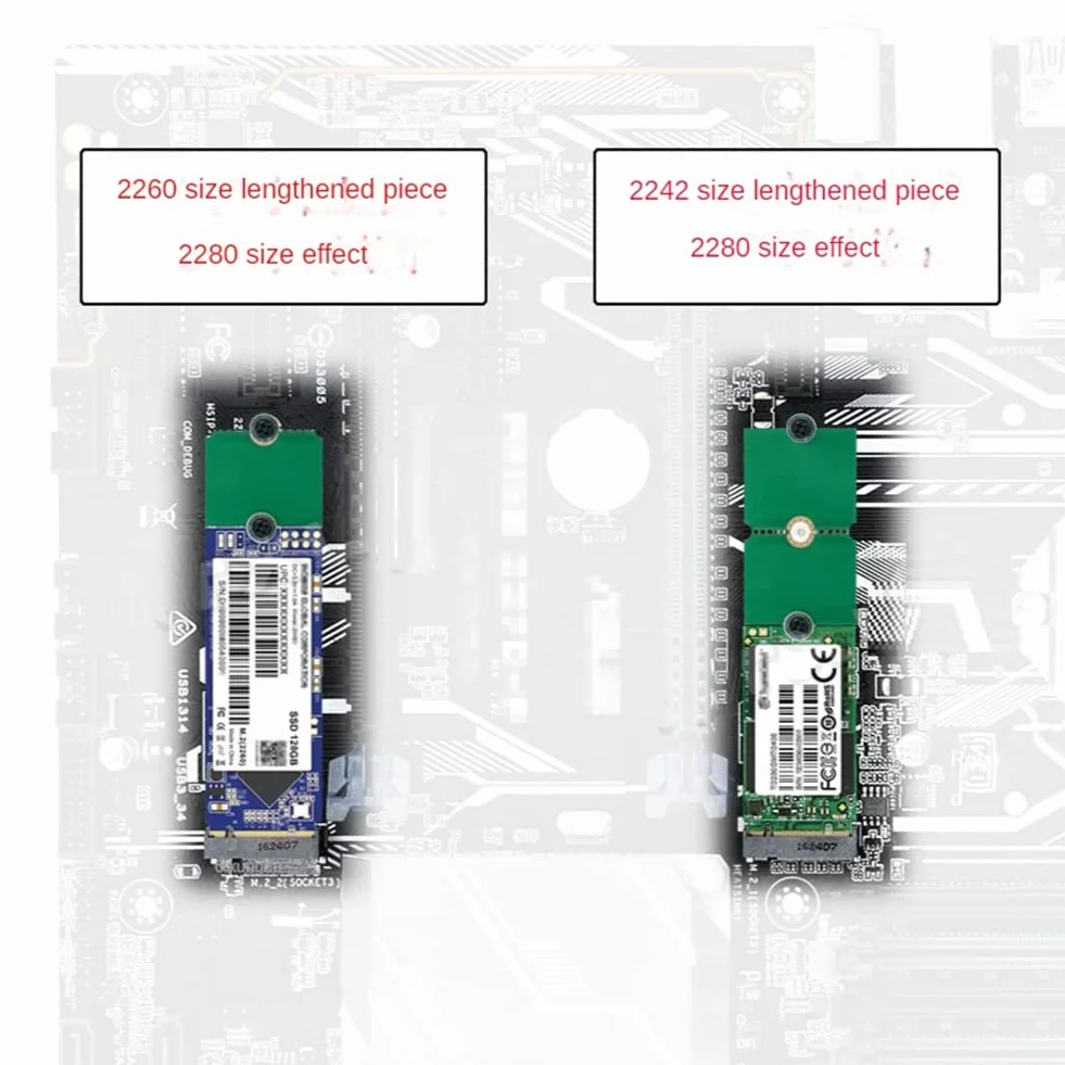 NGFF NVME .2 Extended Bracket 2230 bis 2242/2260/2280, 2242 bis 2280, 2260 do 2280 adapter transferowy