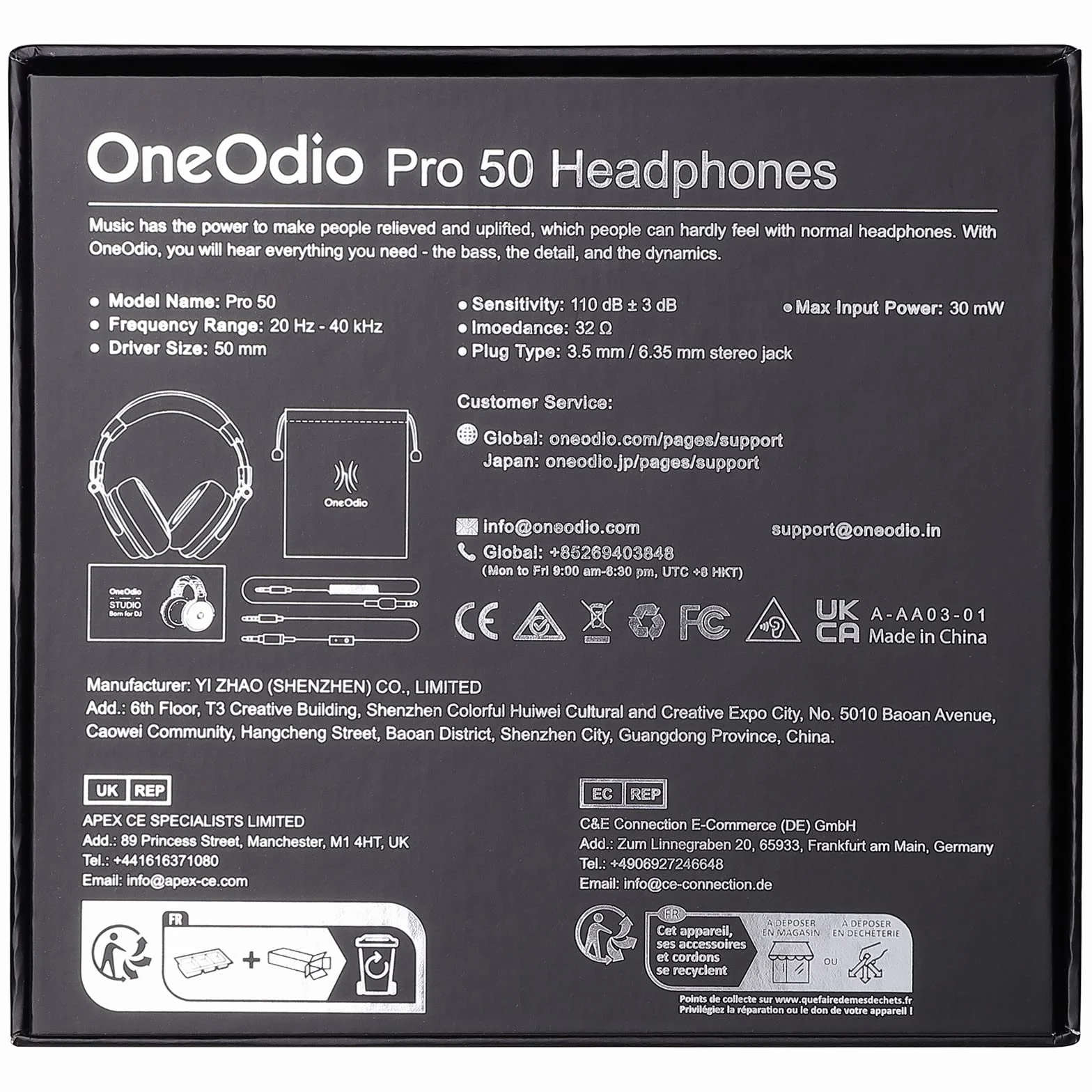 OneOdio Pro-50 Przewodowy zestaw słuchawkowy DJ Studio Monitor z uchem nausznym najgrubsza bawełna białkowa, Hi-Res Audio, Share-Port, 2 gniazda, heaphone do telefonu PC Piano Guitar AMP Mix