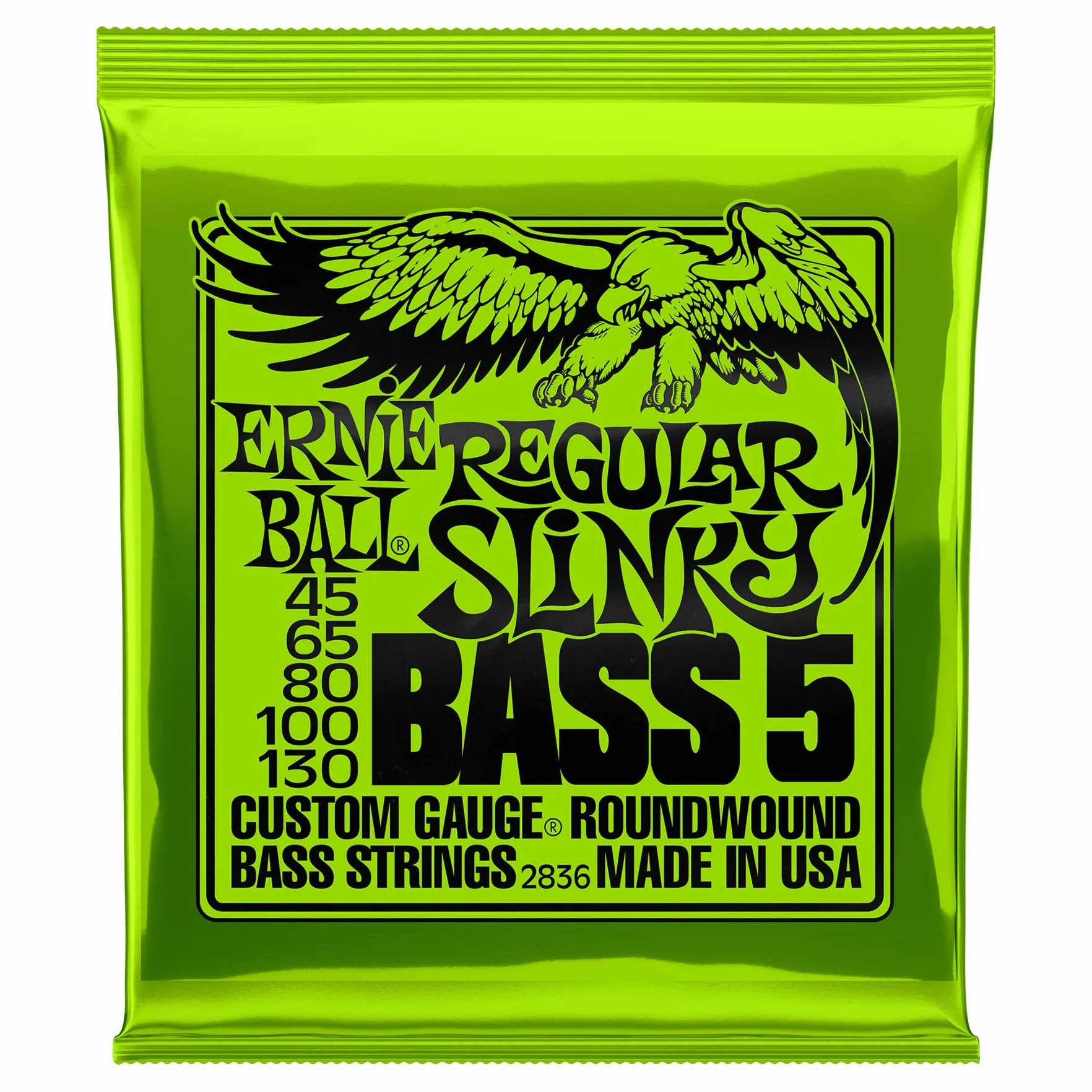 Ernie Ball Regular Slinky 5-String Nickel Wound Electric Bass Strings - 45-130 Gauge