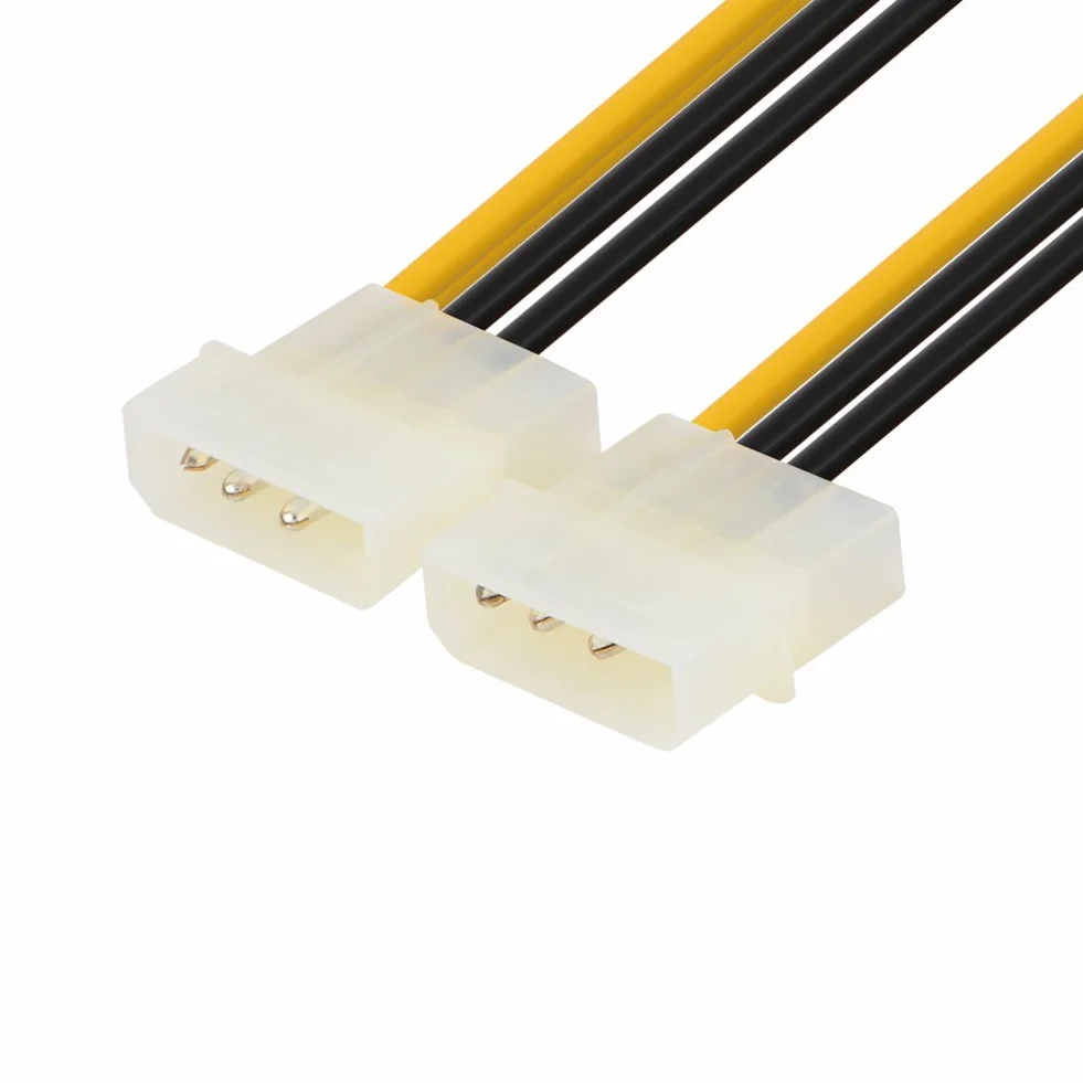 J&D 6-pinowy adapter kabla zasilającego PCIe na 2 x 4-pinowe Molex LP4 (2 sztuki), 6 cali / 15 cm, czarny