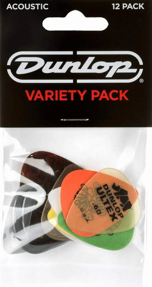 Jim Dunlop PVP112 Acoustic Zestaw Kostek do Gitary, Wielokolorowy, 0.60mm, 0.73mm, 0.88mm